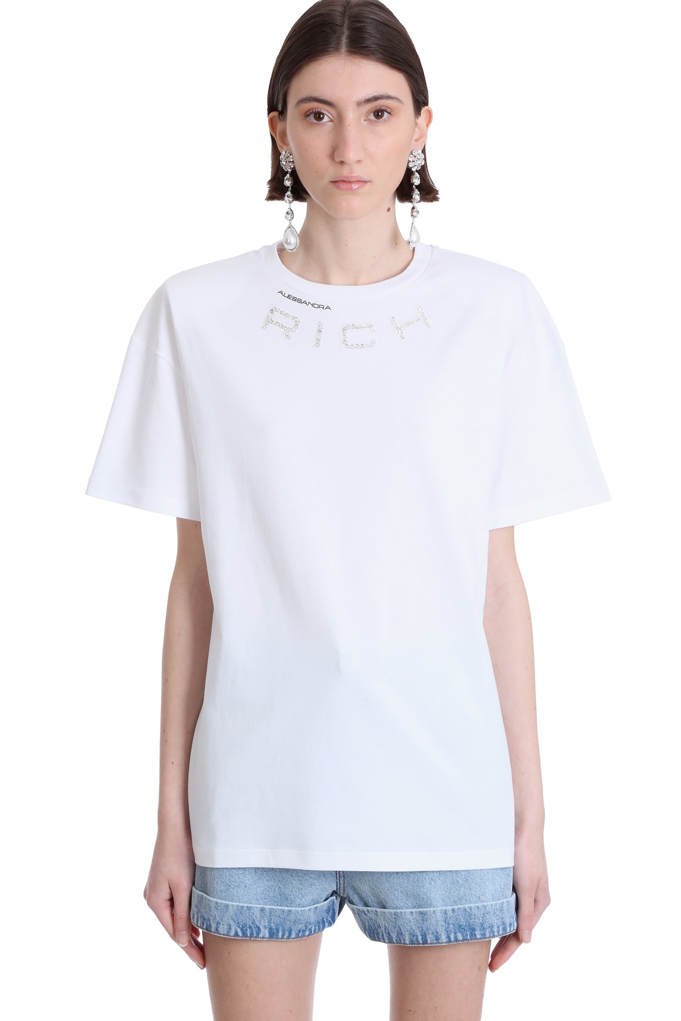 Alessandra Rich T-shirt In White Cotton