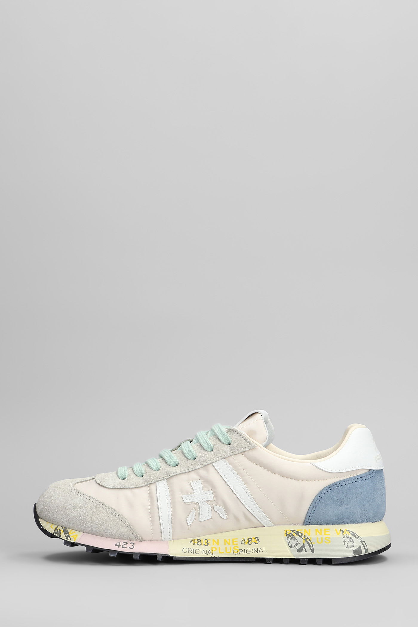 Premiata Lucy Sneakers In Powder Suede And Fabric In White
