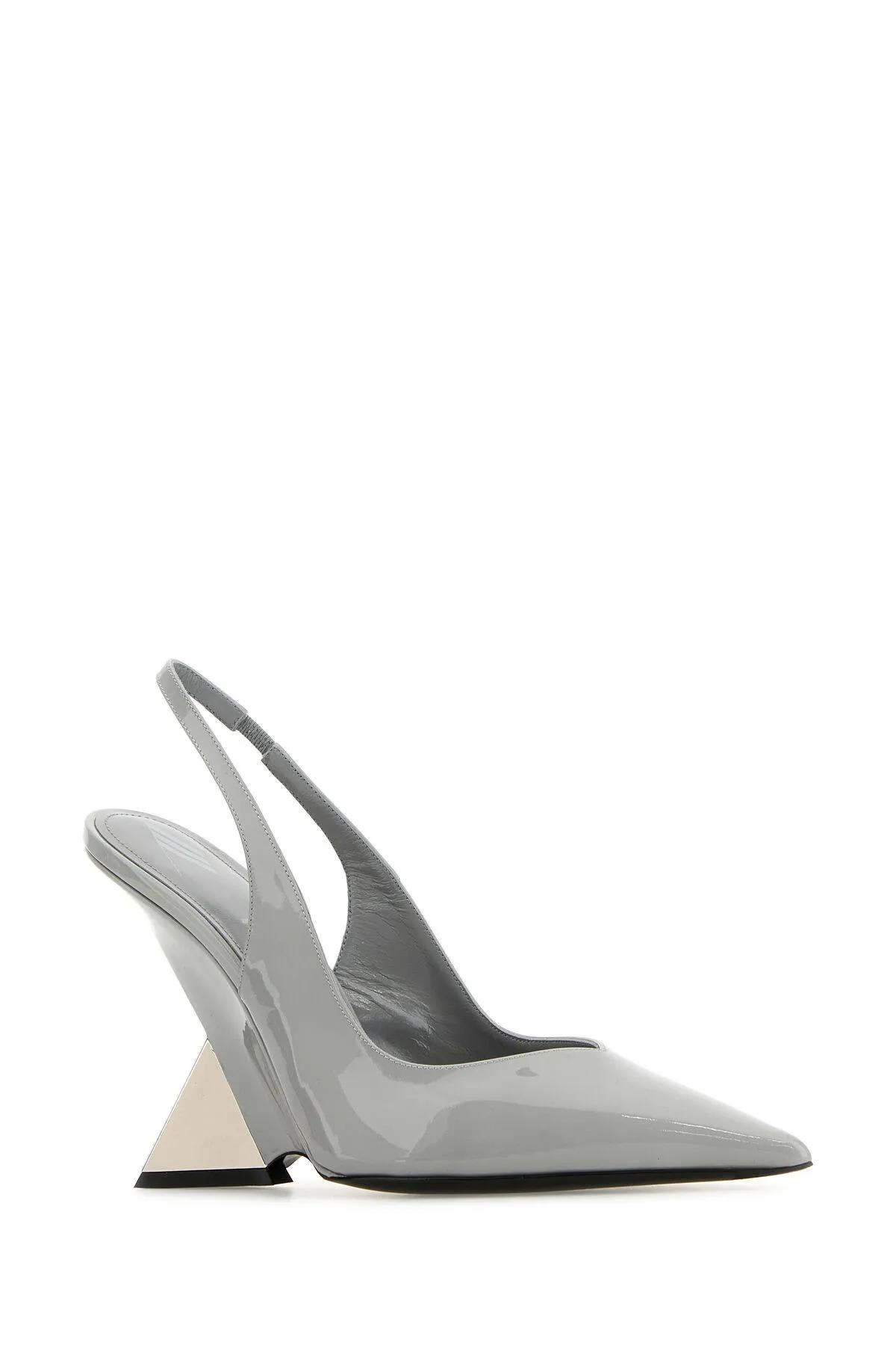 Attico Grey Leather Cheope Pumps In Greynichel