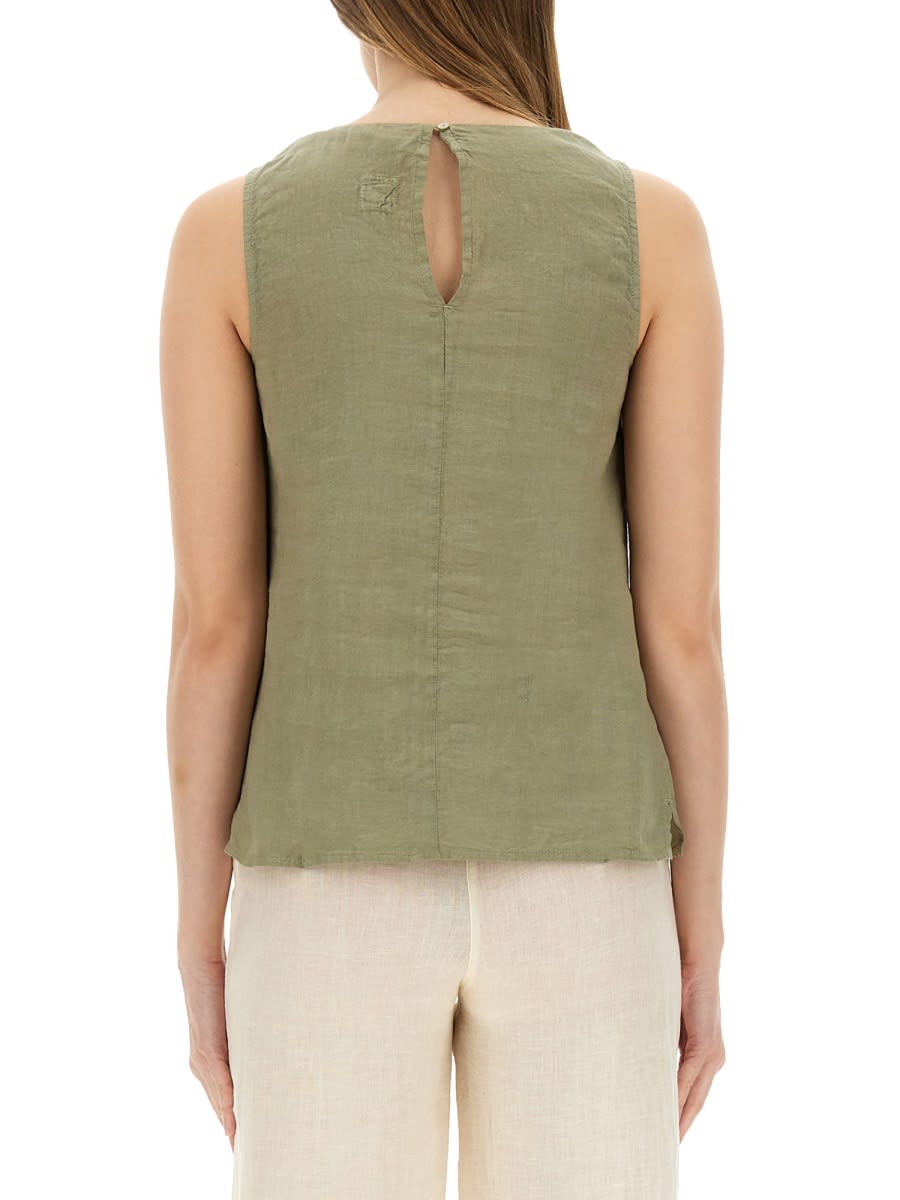 120% Lino Linen Top In Green