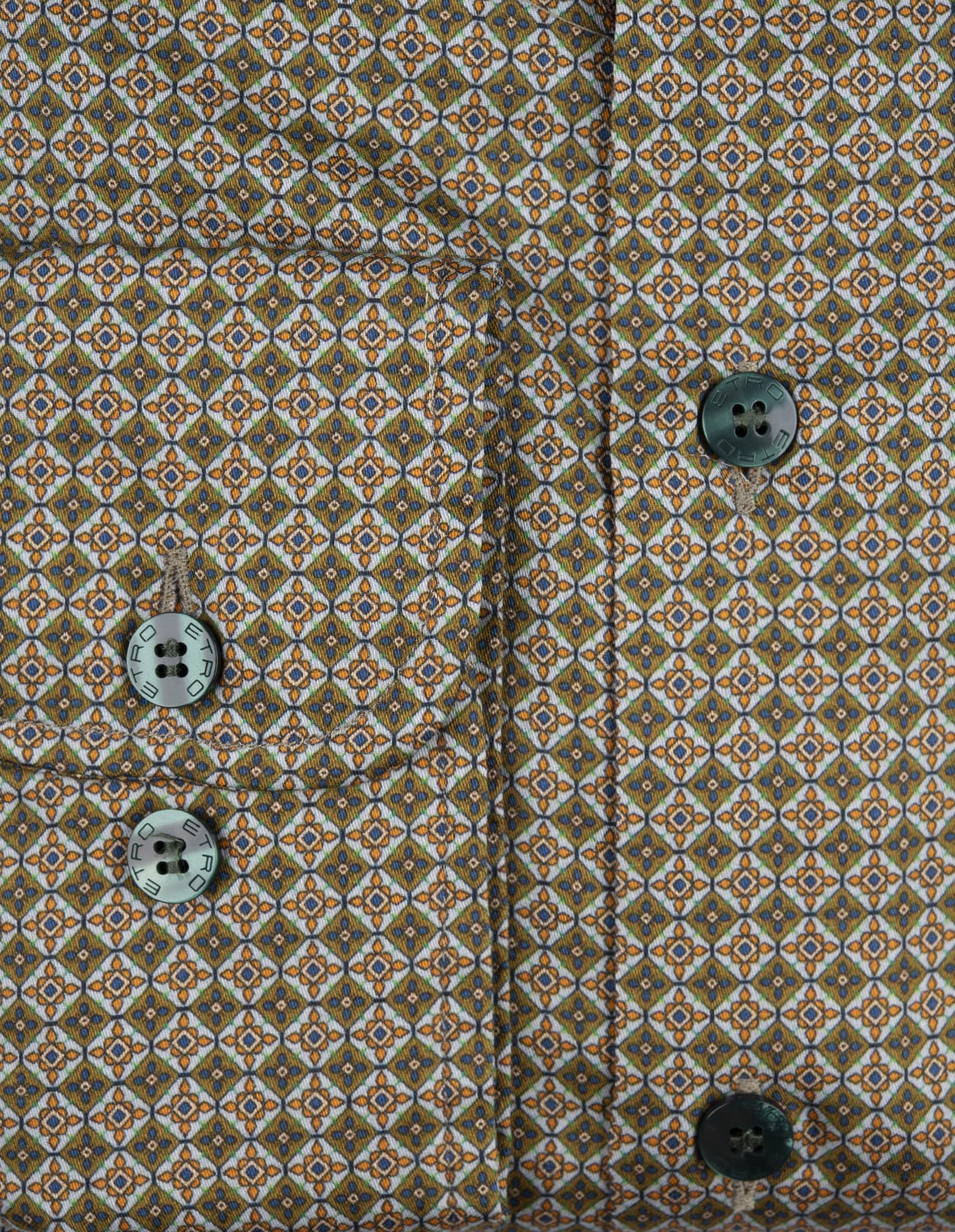 Shop Etro Green Cotton Shirt With Micro Geometric Print In Verde