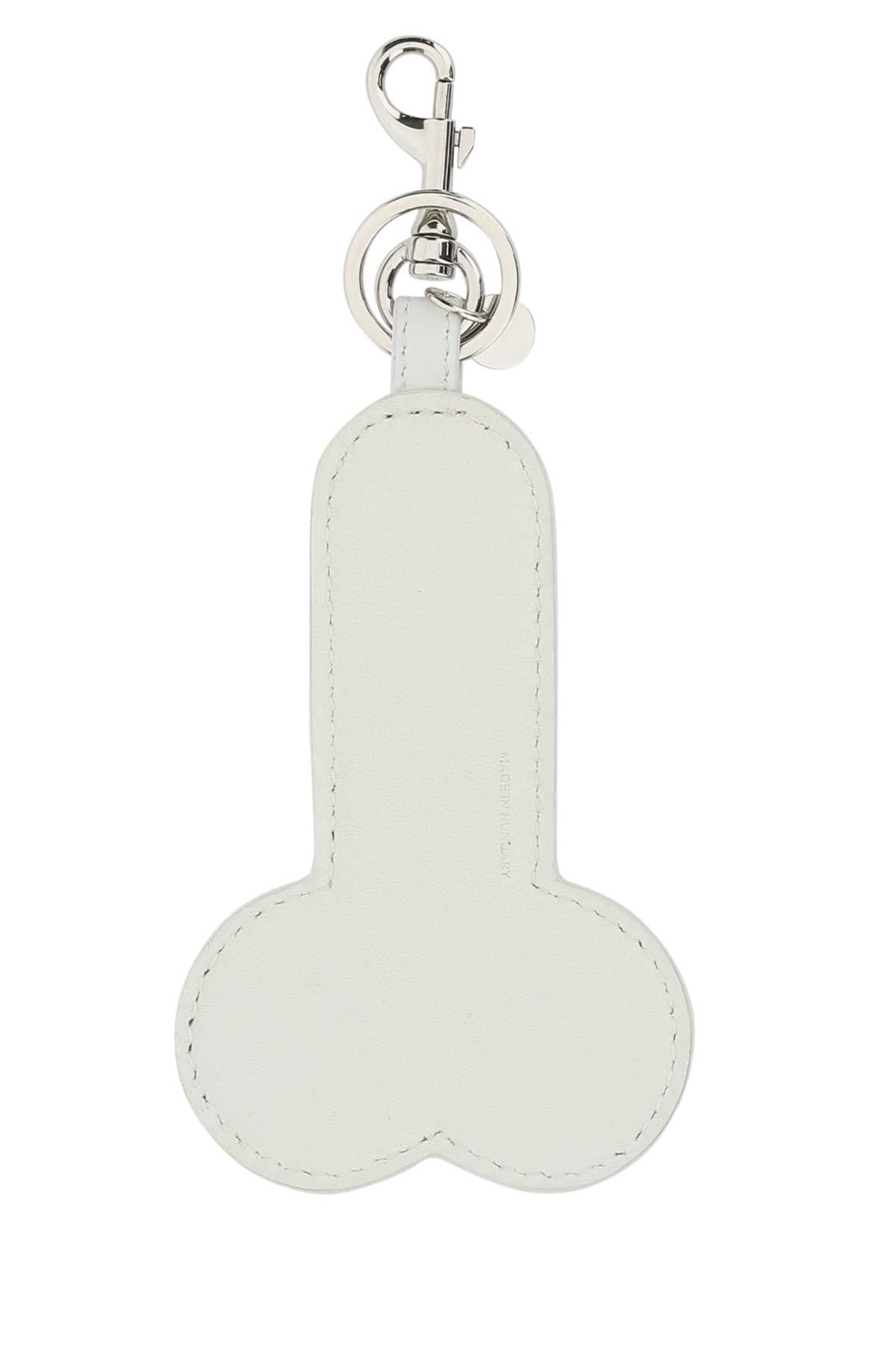 Jw Anderson Two-tone Leather Key Ring In Orangewhite