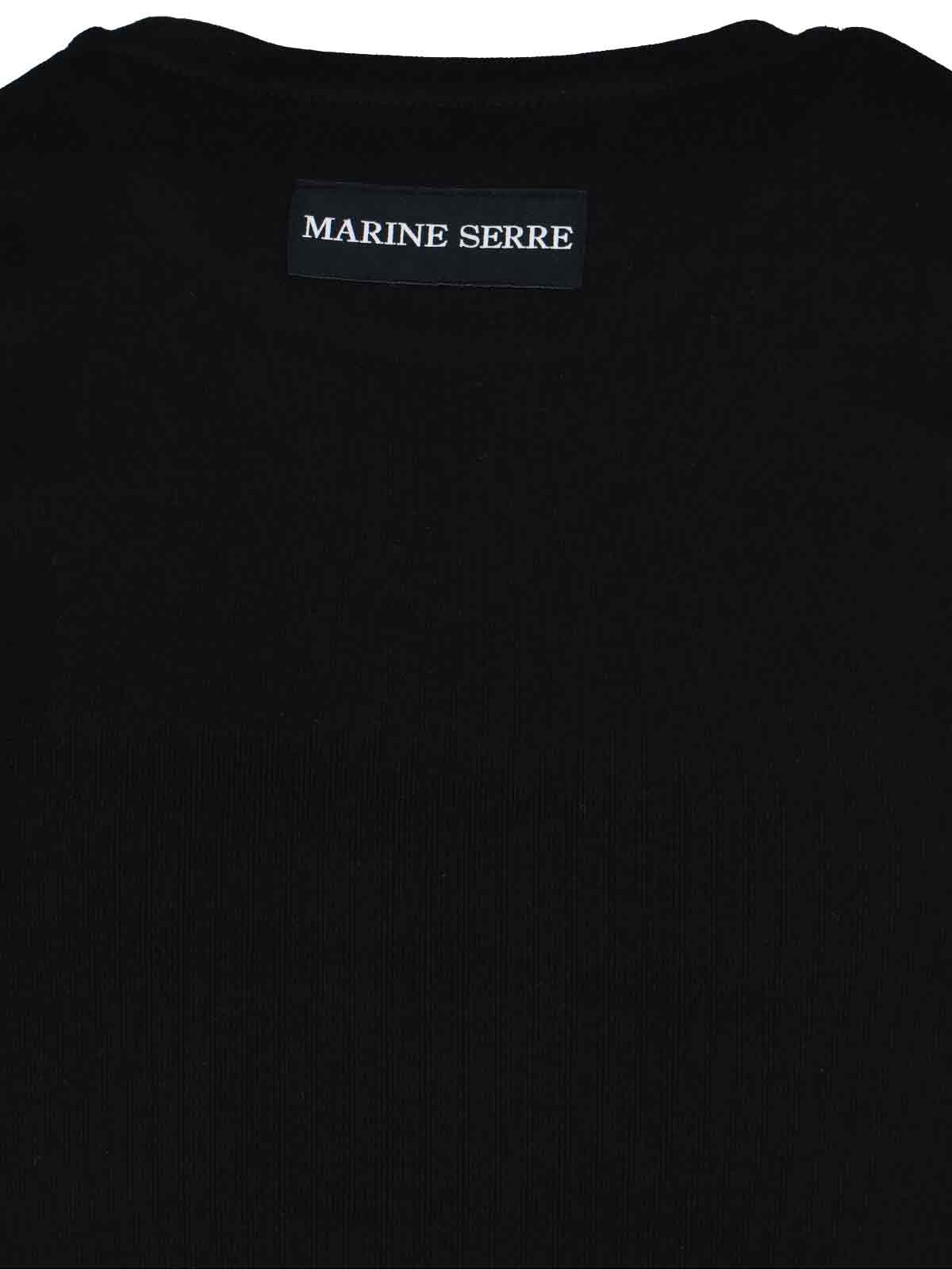 Marine Serre Moon Logo Crop T-shirt In Black