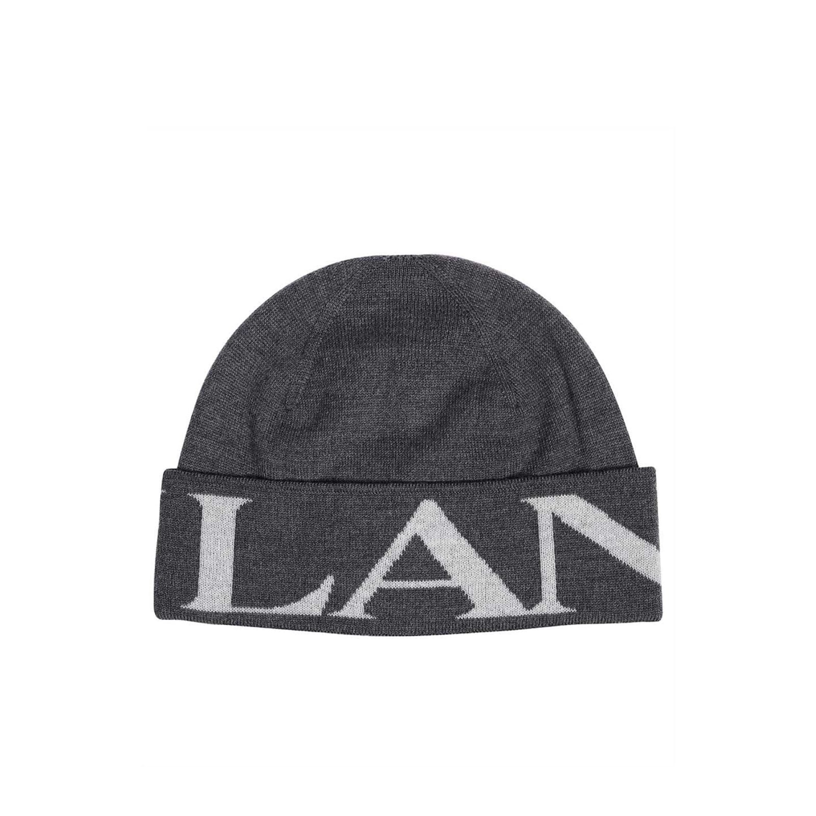 Shop Lanvin Wool Logo Hat In Gray