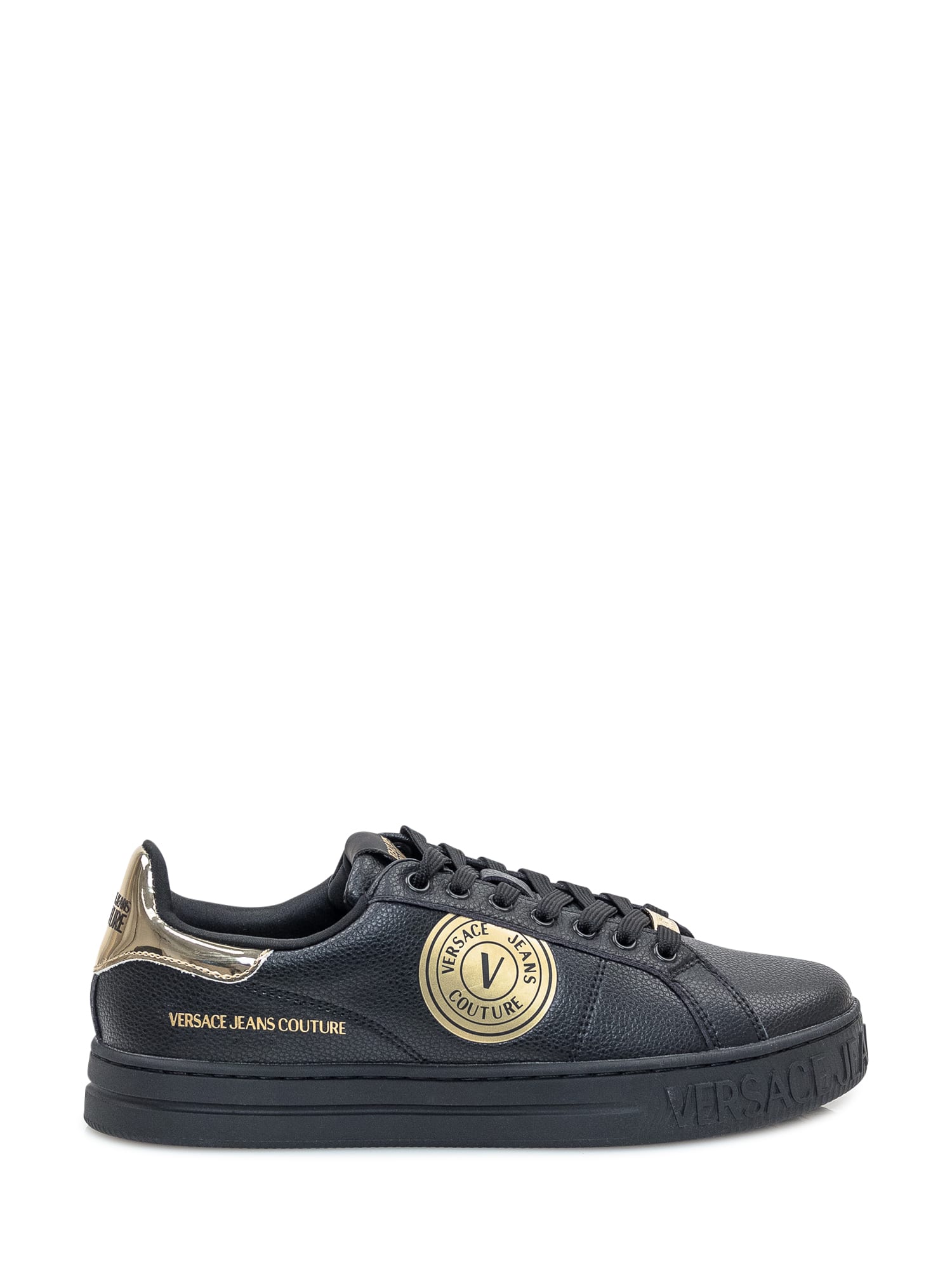 Shop Versace Jeans Couture Court Sneaker In Black/gold