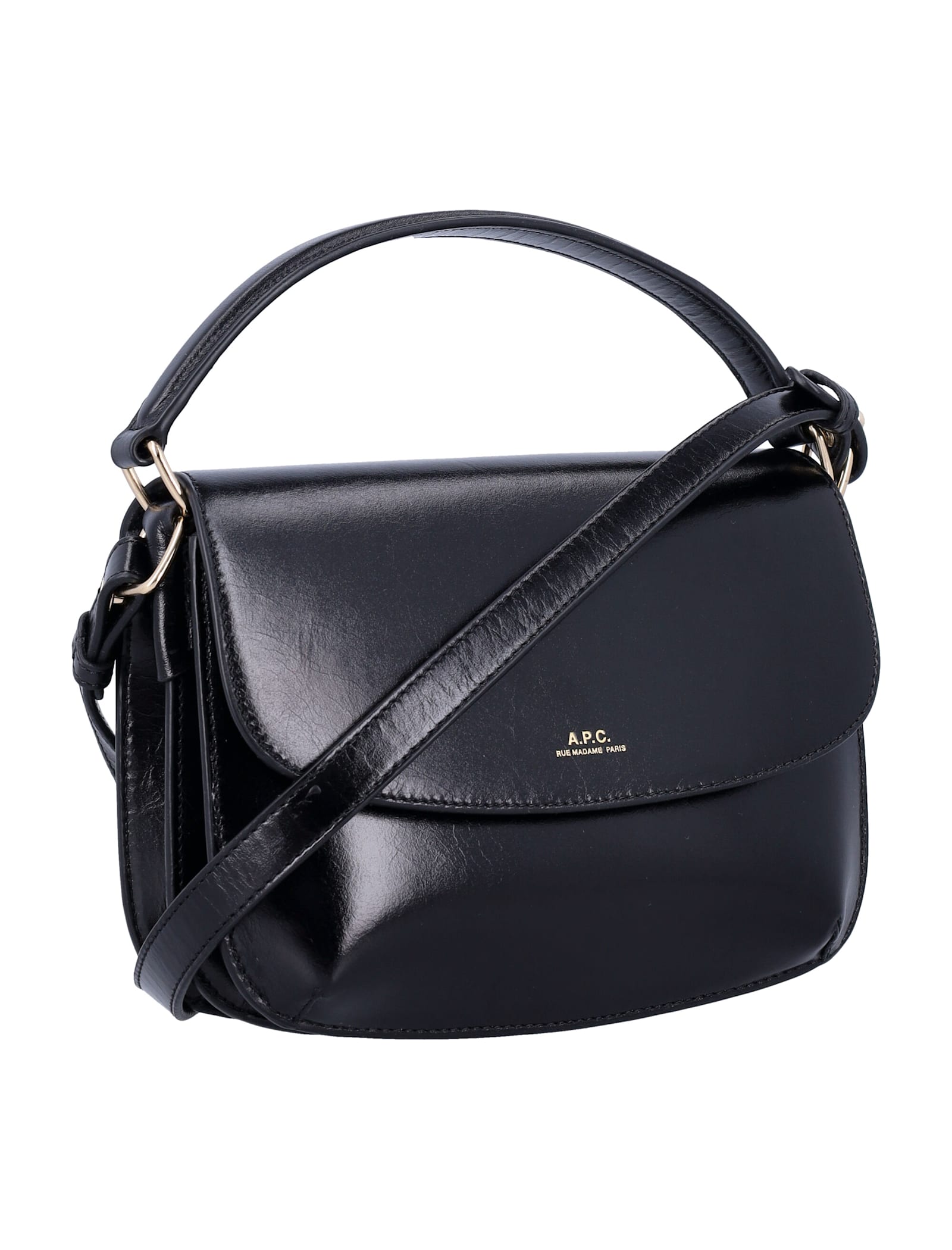 Shop Apc Leather Sarah Shoulder Strap Mini In Black