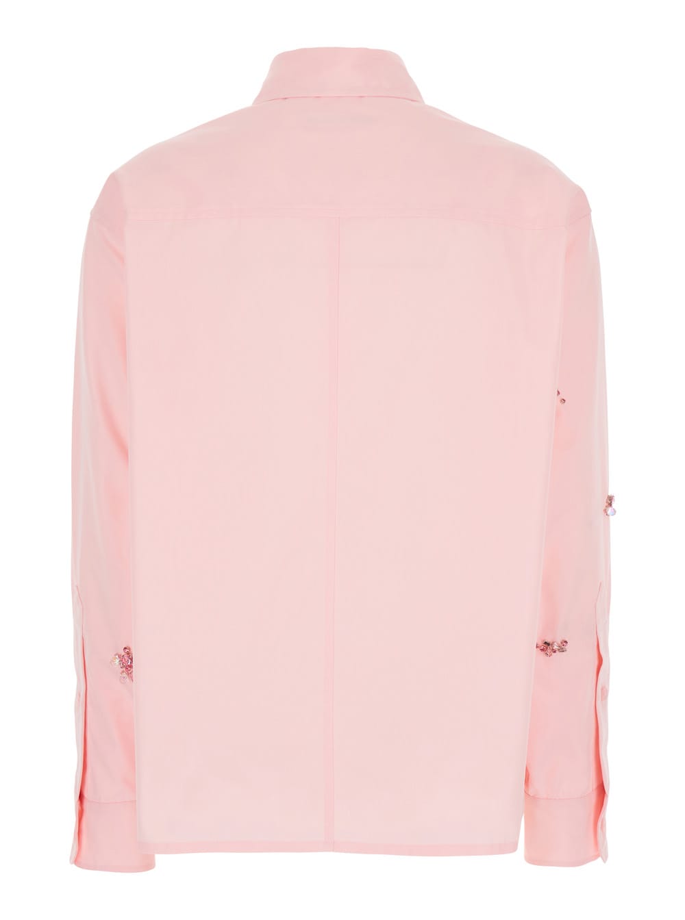 DES PHEMMES PINK SHIRT WITH CLASSIC COLLAR AND EMBELLISHMENTS ON THE FRONT IN COTTON WOMAN