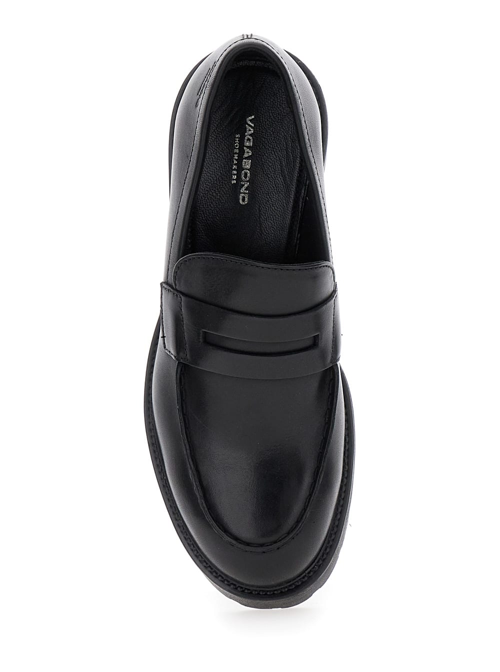 Vagabond Penny Leather Loafers In Black