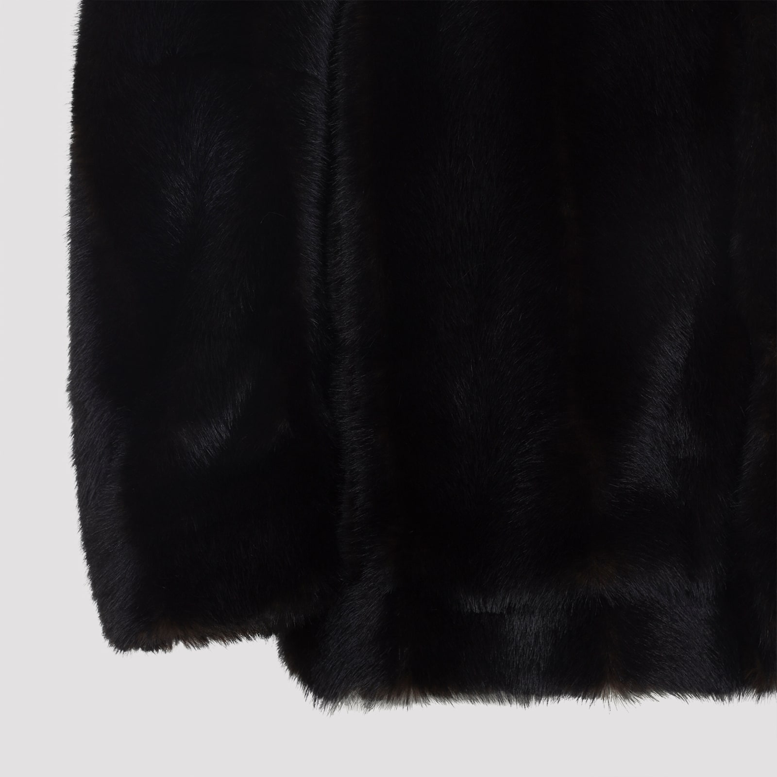 Mm6 Maison Margiela Luxurious Faux Fur High Collar Jacket In Brown