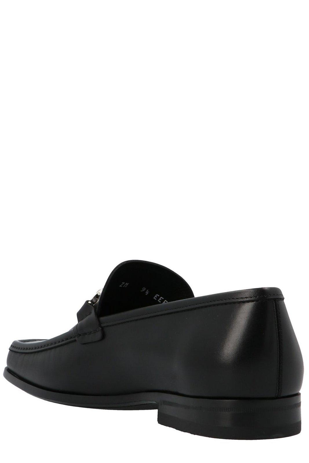 Ferragamo Moccasin With Gancini Decoration In Black