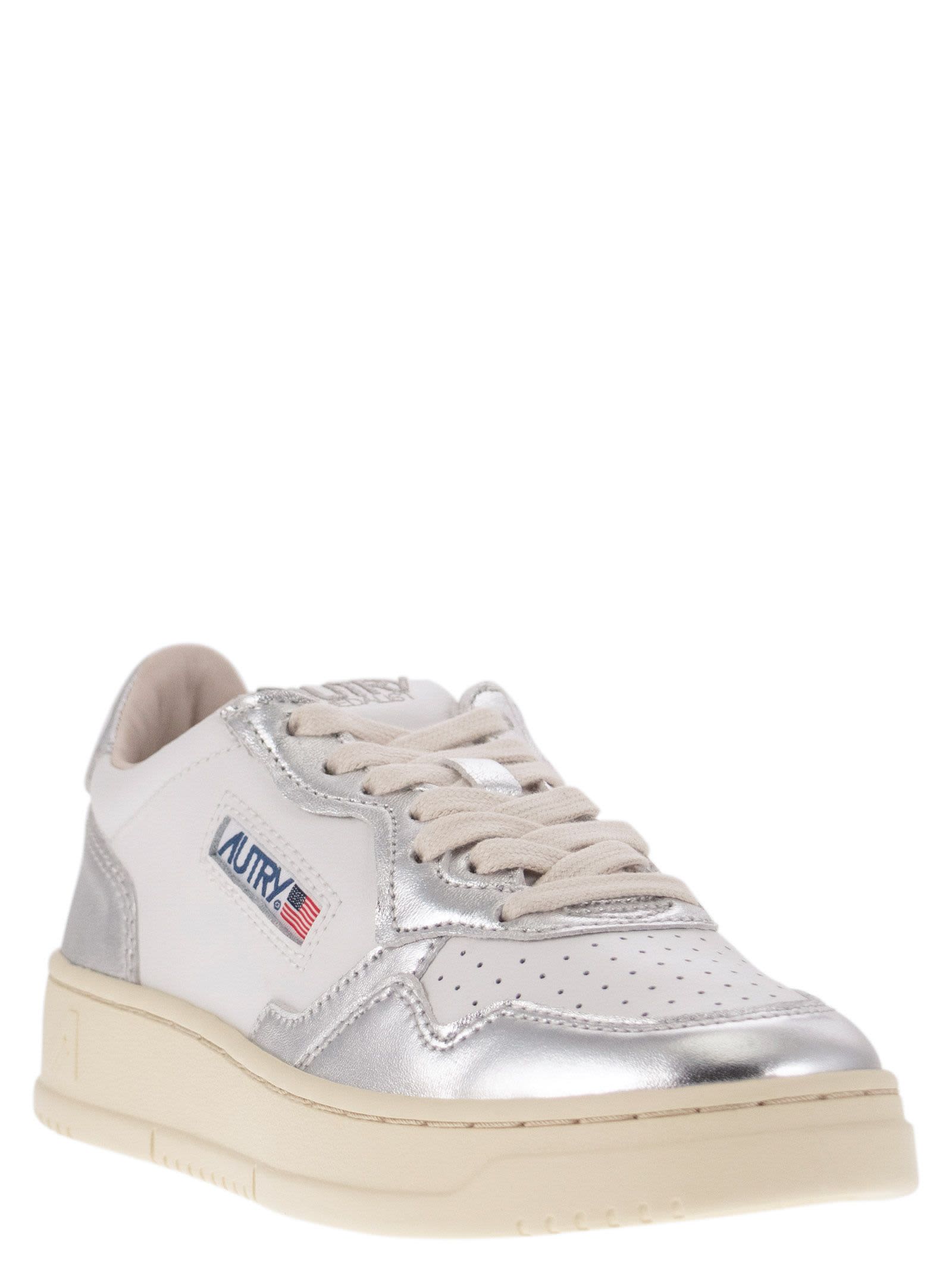 Shop Autry Medalist Low - Leather Sneakers In White/silver