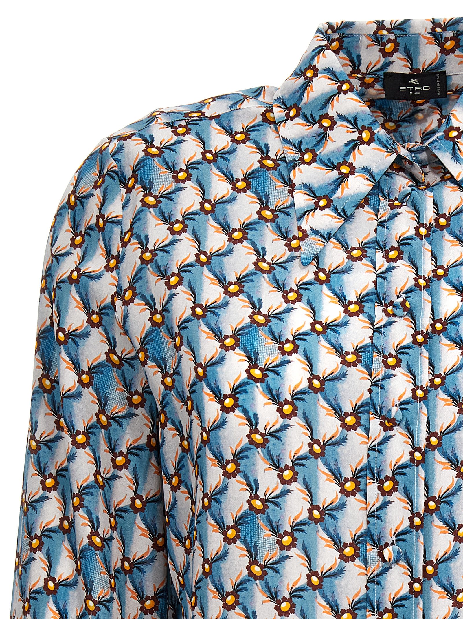 Shop Etro All-over Print Shirt In Azzurro/multicolour