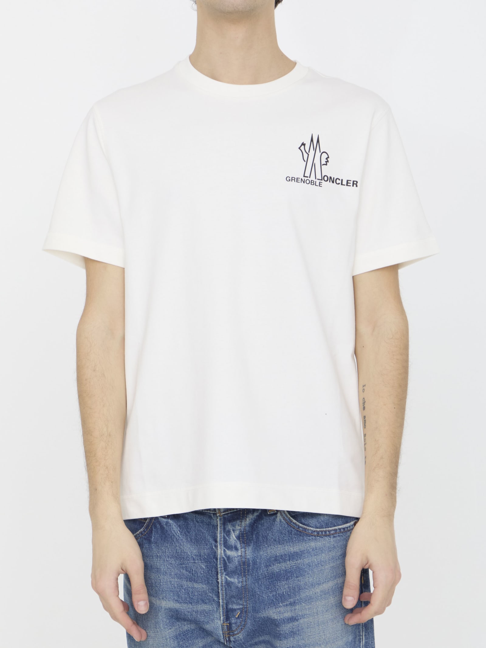 Shop Moncler Cotton T-shirt In White