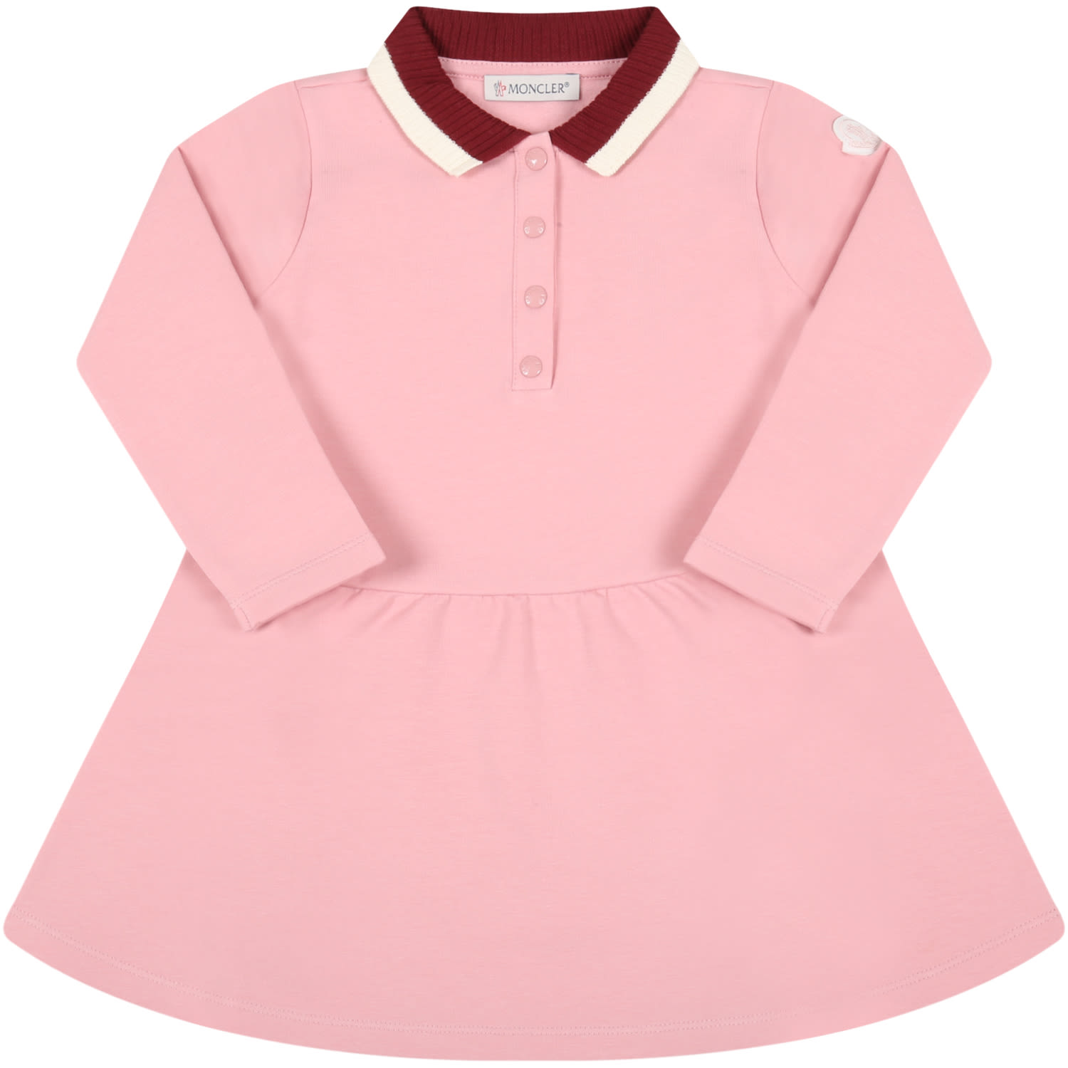 Moncler Pink Dress For Baby Girl With Patch Logo