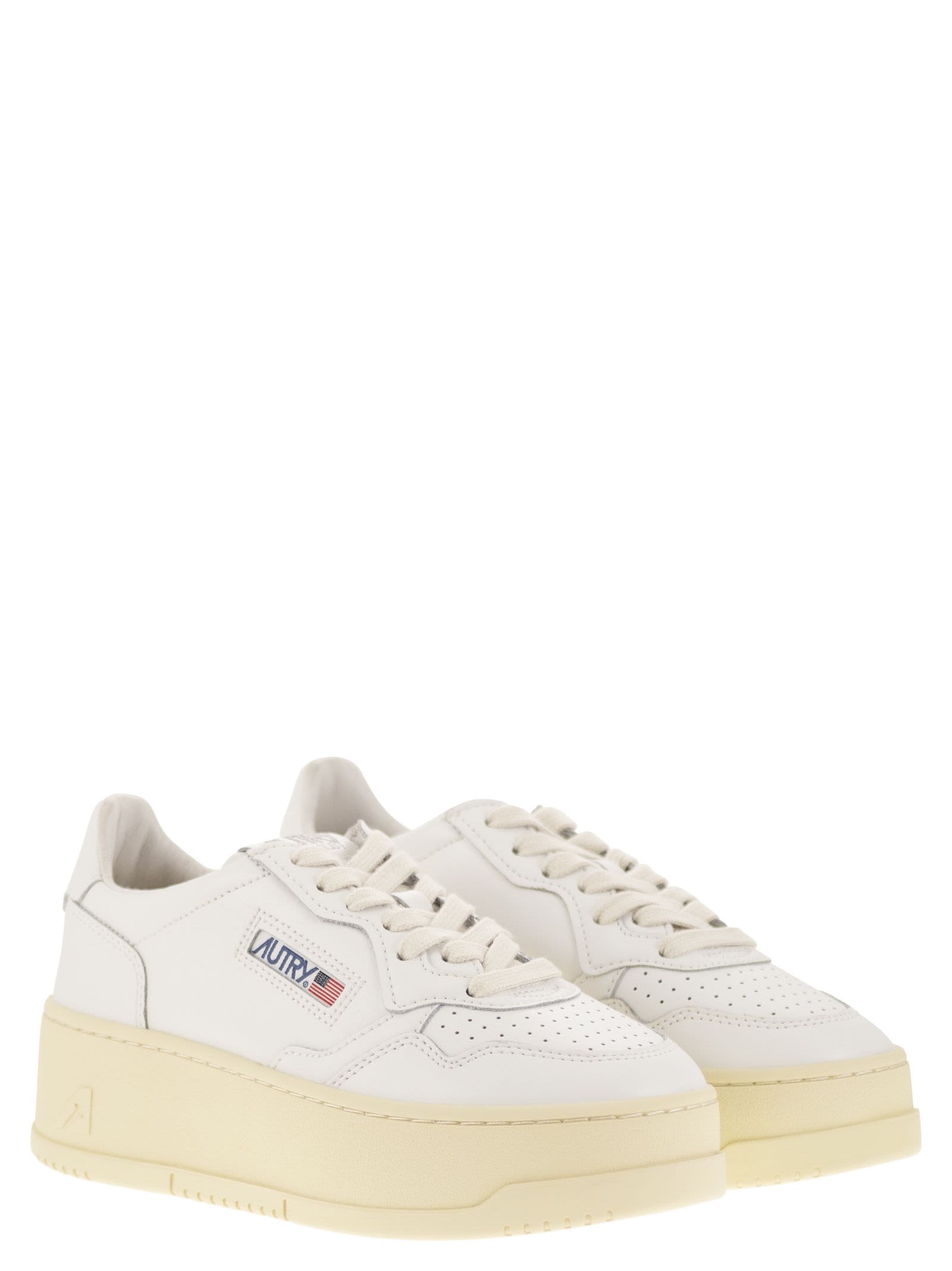 Shop Autry Medalist Platform - Leather Trainers In White