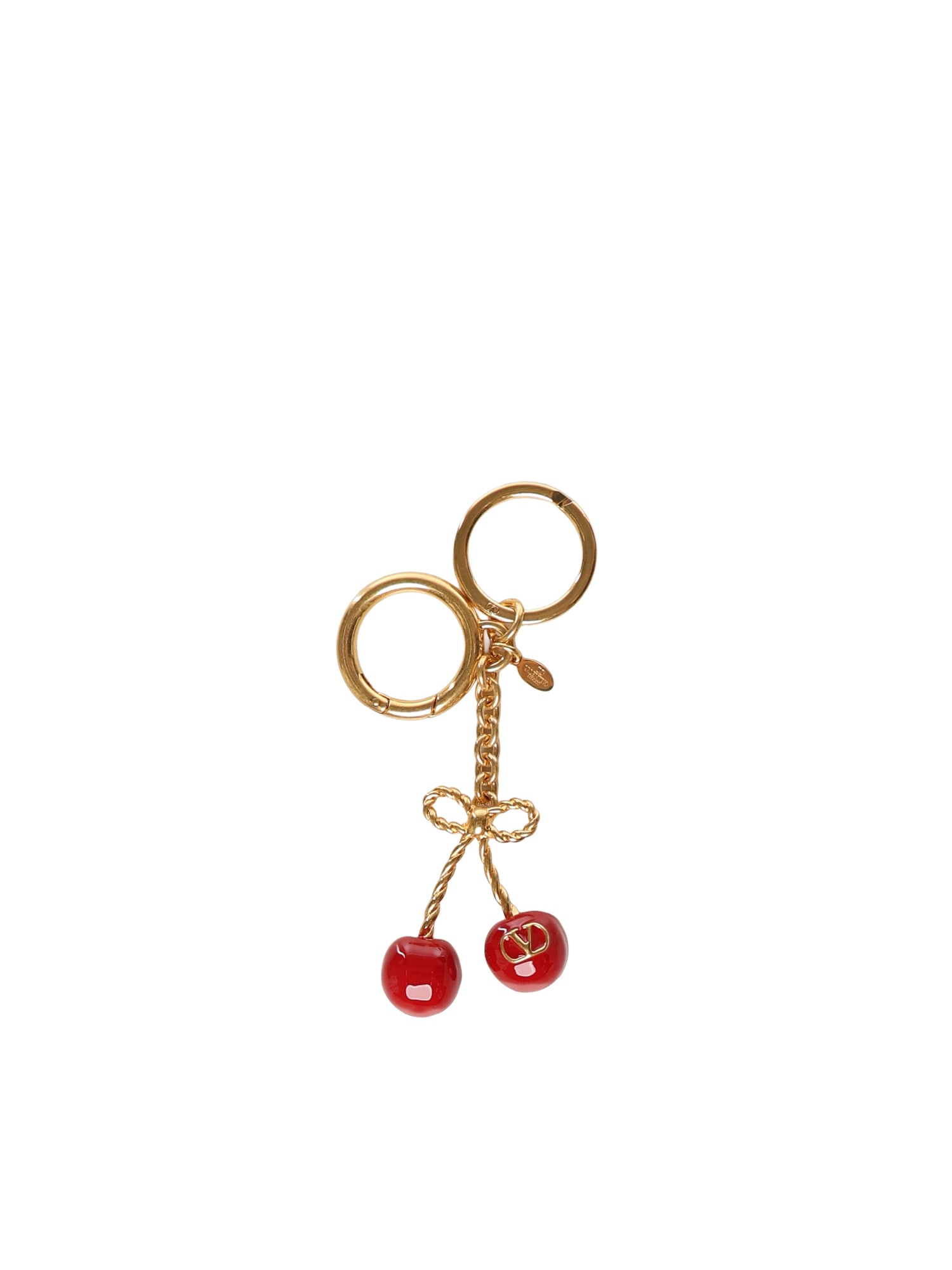 Valentino Cherryfic Bag Charm With Keychain In Gold