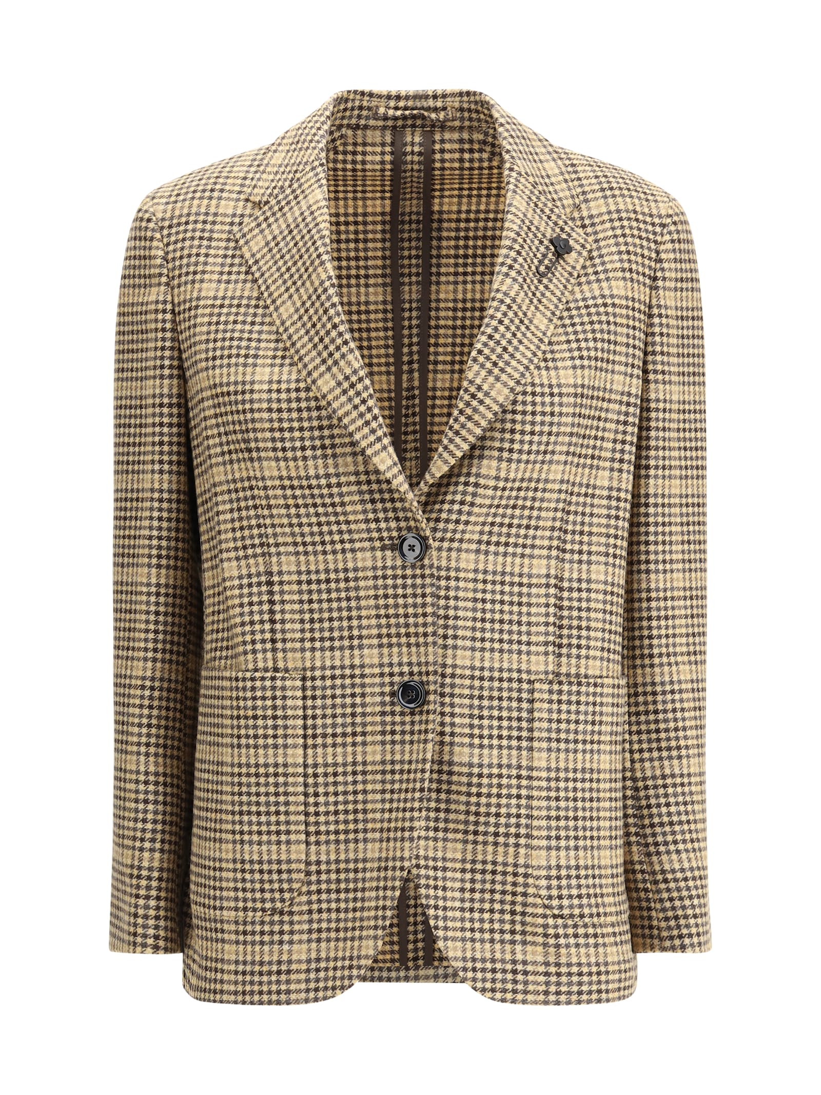 Lardini Checked Twoo-button Blazer In Neutral