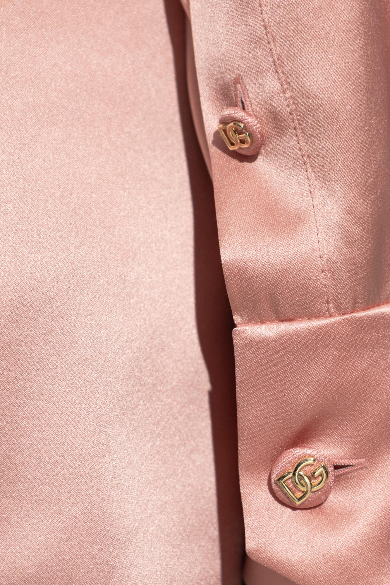 Dolce & Gabbana Silk Top With Draped Neckline In Pink