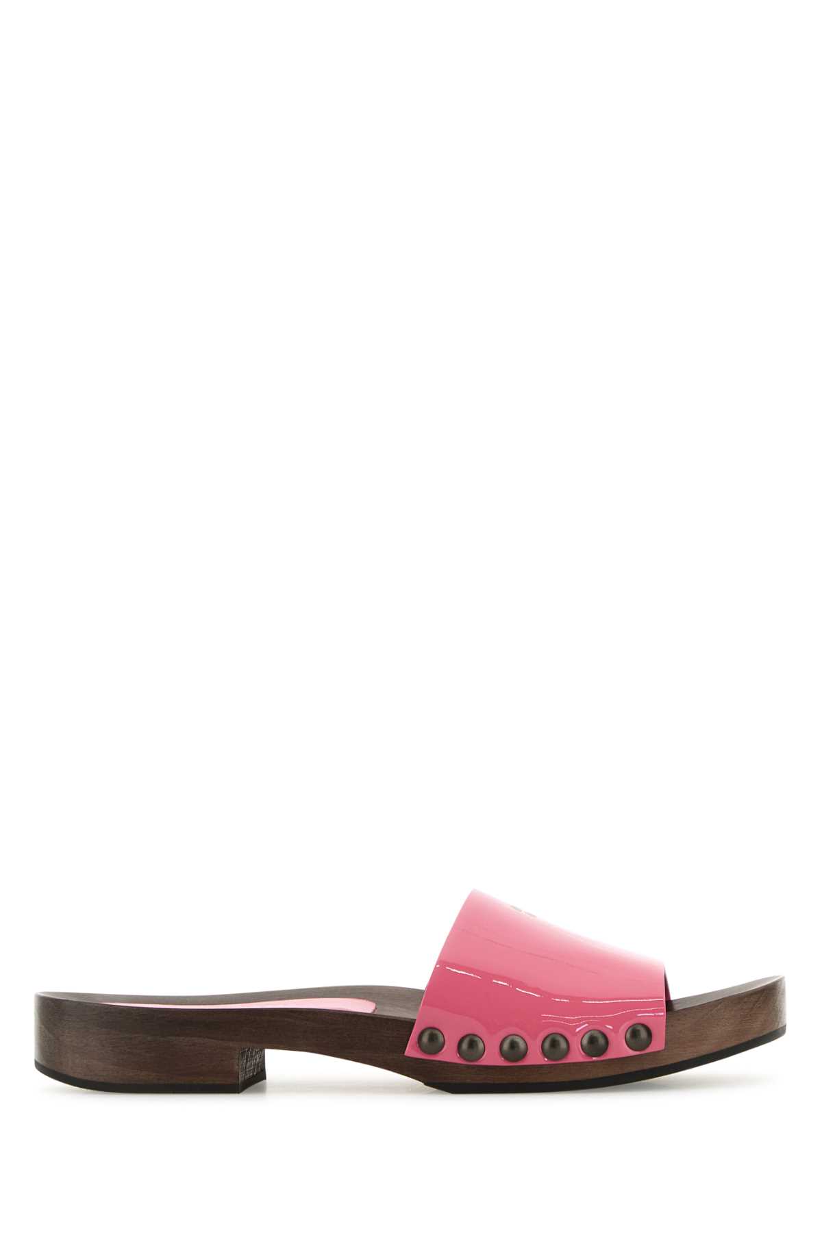 Miu Miu Leather Clogs With Studded Detail And Flat Sole