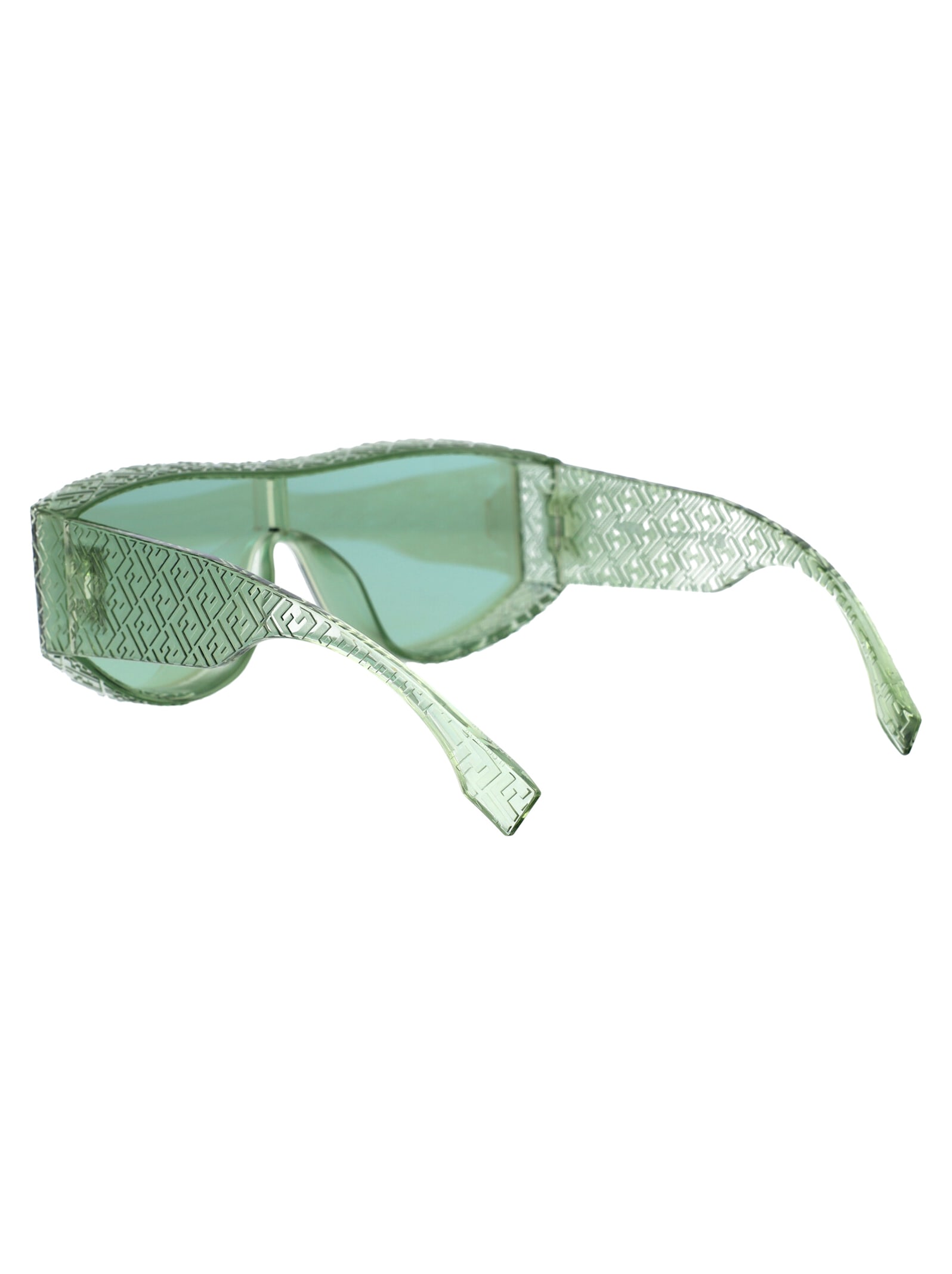 Shop Fendi Lab Sunglasses In 93q Shiny Light Green / Green Mirror