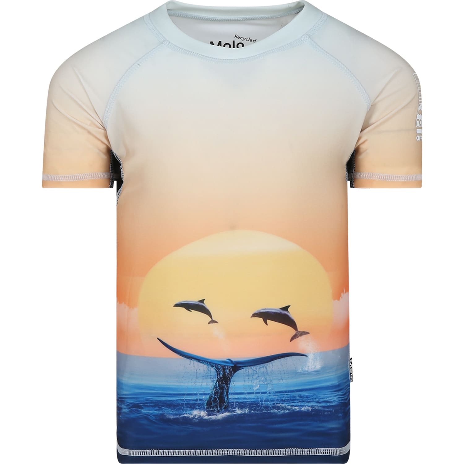 Molo Kids' Orange T-shirt For Boy With Dolphins In Multicolor