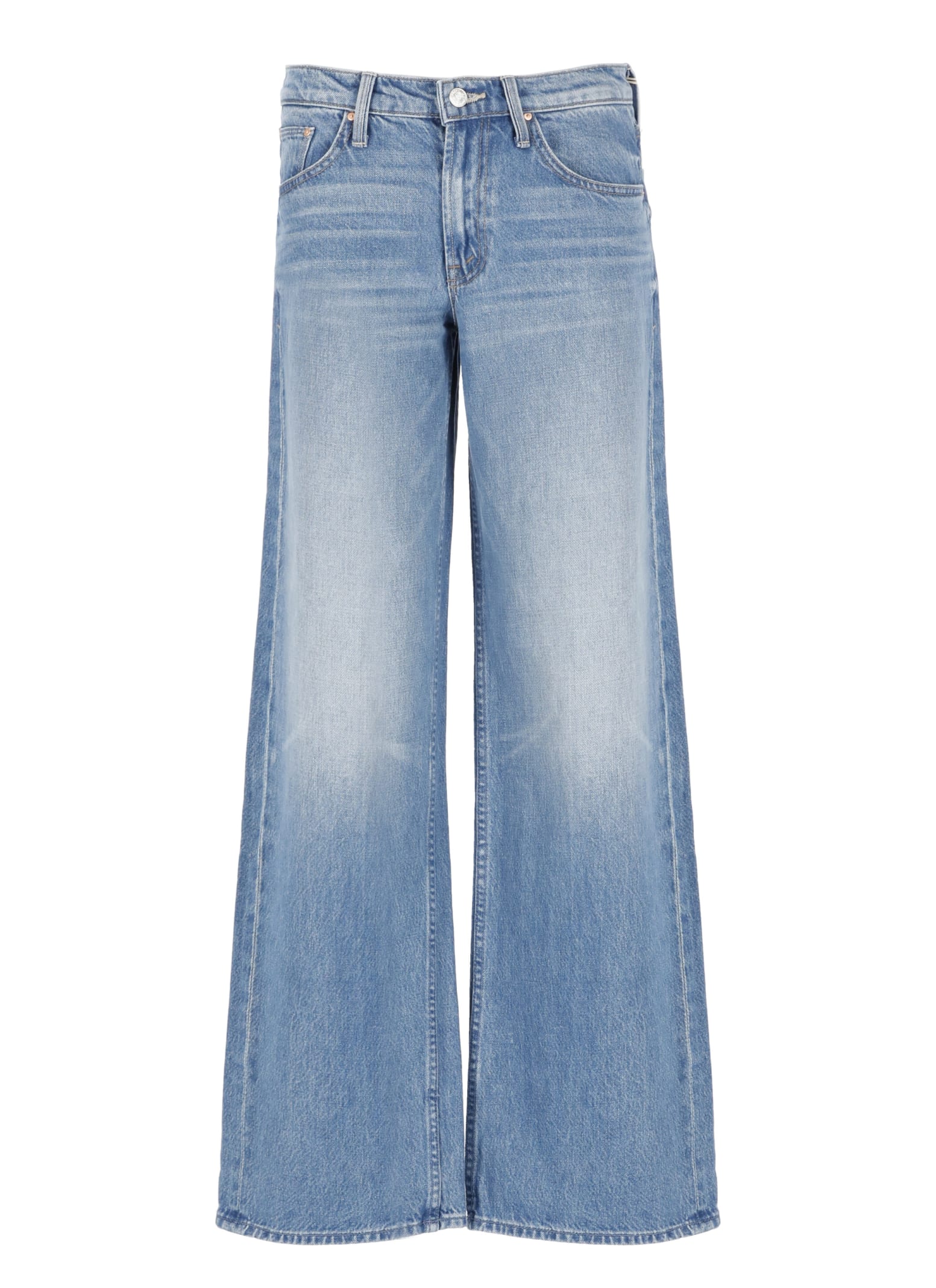 Shop Mother The Down Low Spinner Sneak Jeans In Blue