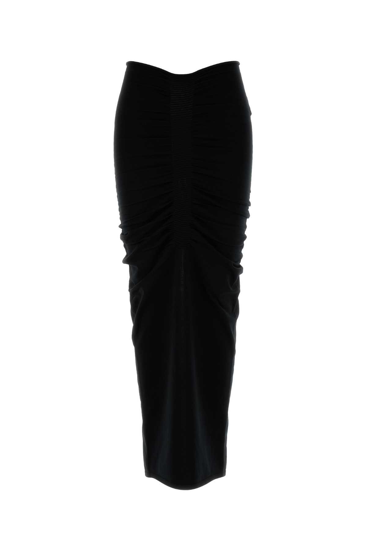 Black Stretch Cupro Blend Skirt