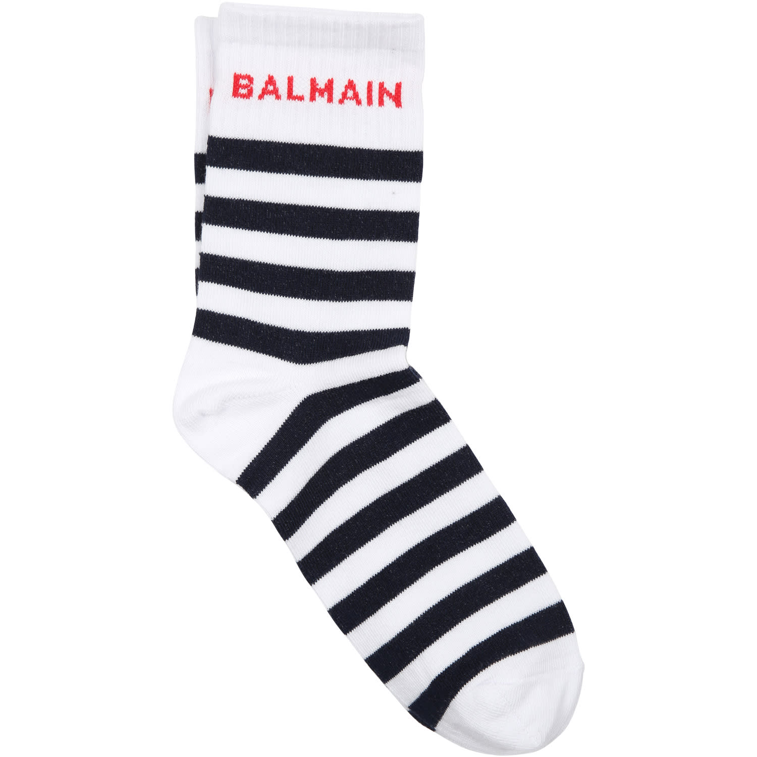 Balmain Multicolored Socks For Kids With Stripes And Logo