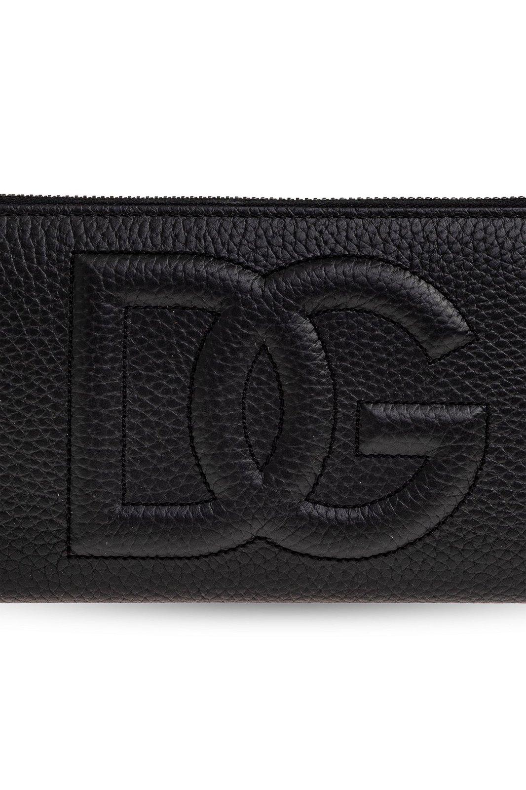 Shop Dolce & Gabbana Dg Logo Embossed Zip-around Wallet In Black