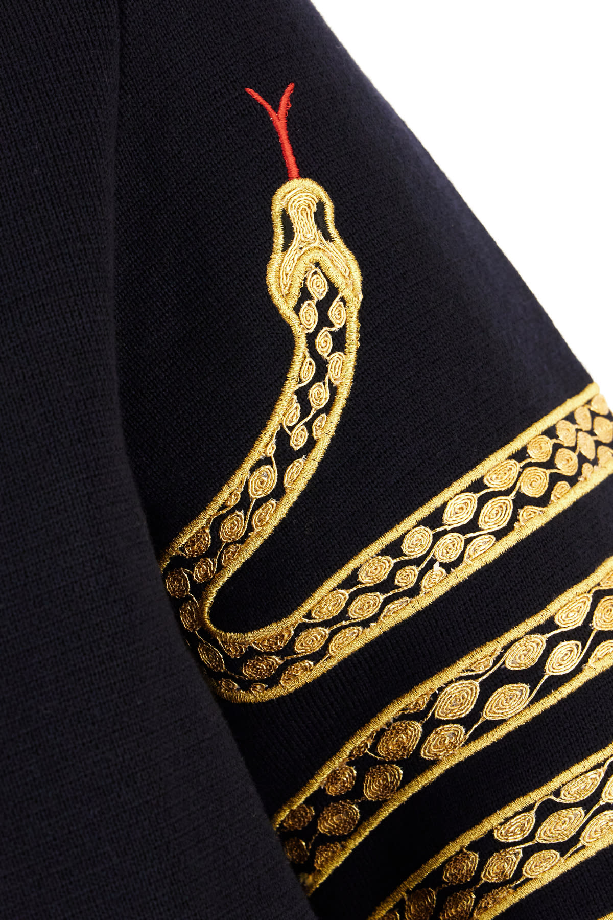Thom Browne Snake Embroidered Wool Blend Cardigan In Black