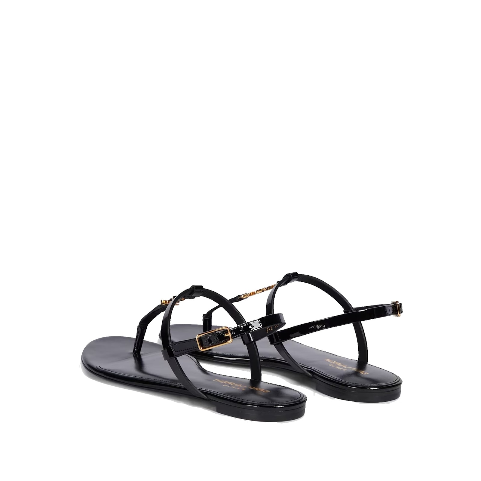 Shop Saint Laurent Cassandra Flat Sandals In Black