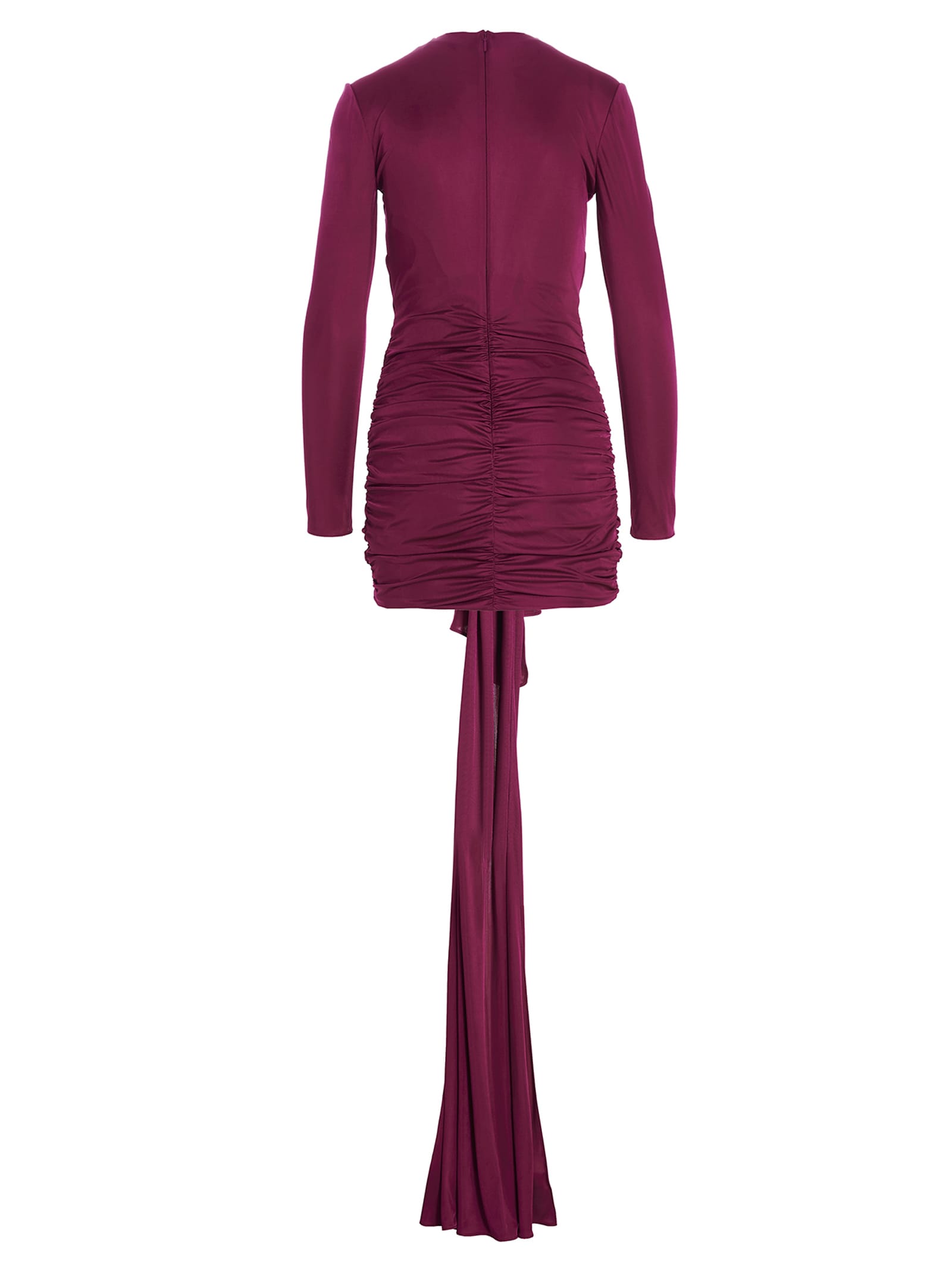 Shop Saint Laurent Draped Dress In Fuchsia