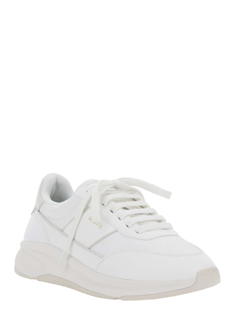 Axel Arigato Genesis Neo Runner White Low Top Sneakers With Logo Lettering On Tongue And Heel In Leather Blend Ma In White