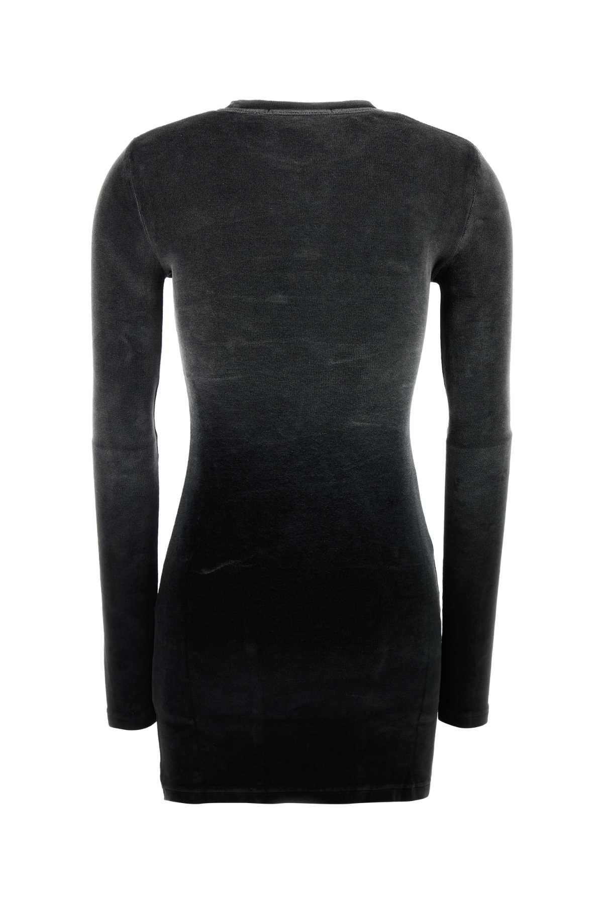 Alexander Wang T T By Alexander Wang Black Stretch Terry Fabric Mini Dress In Washednickel