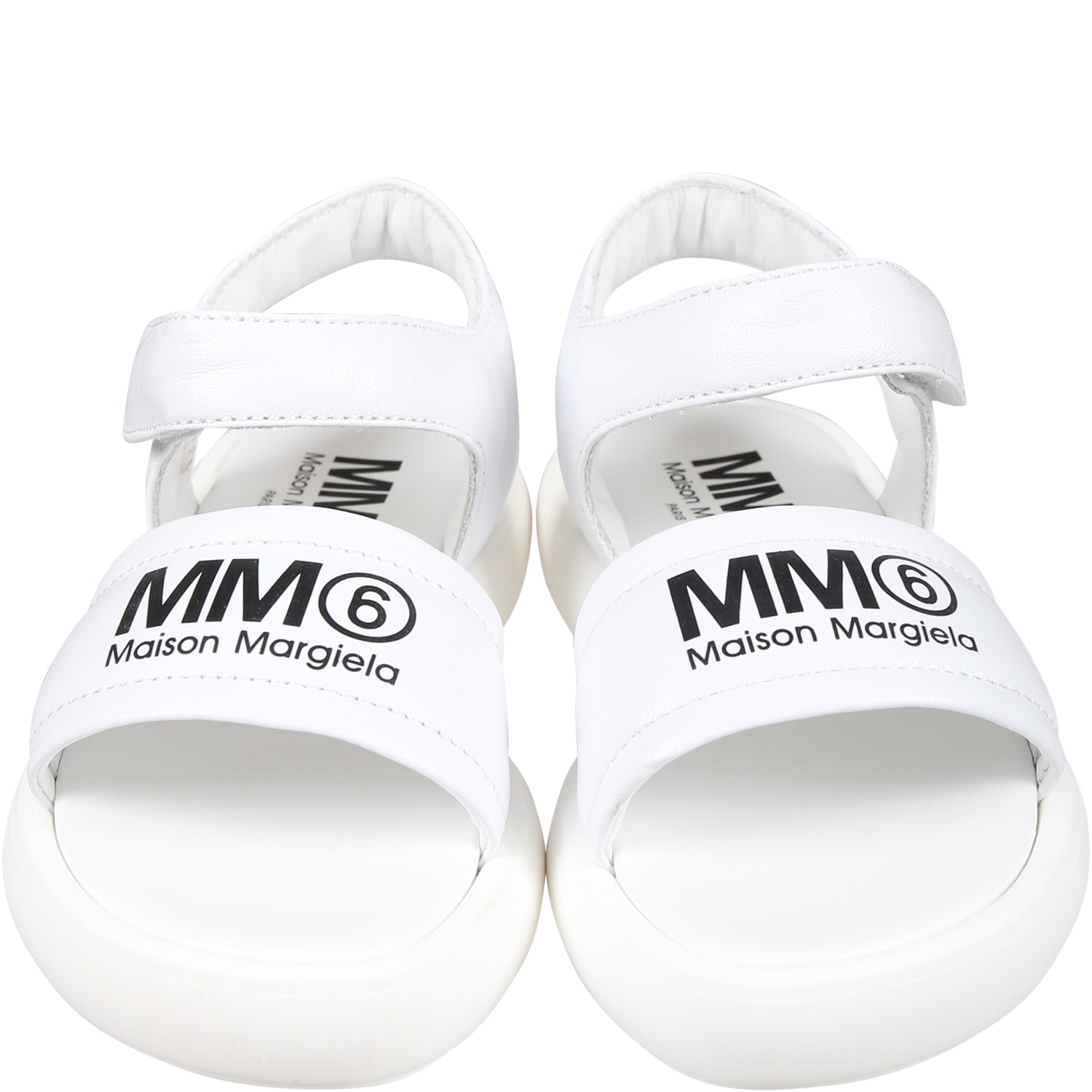 Shop Mm6 Maison Margiela White Sandals For Girl With Logo