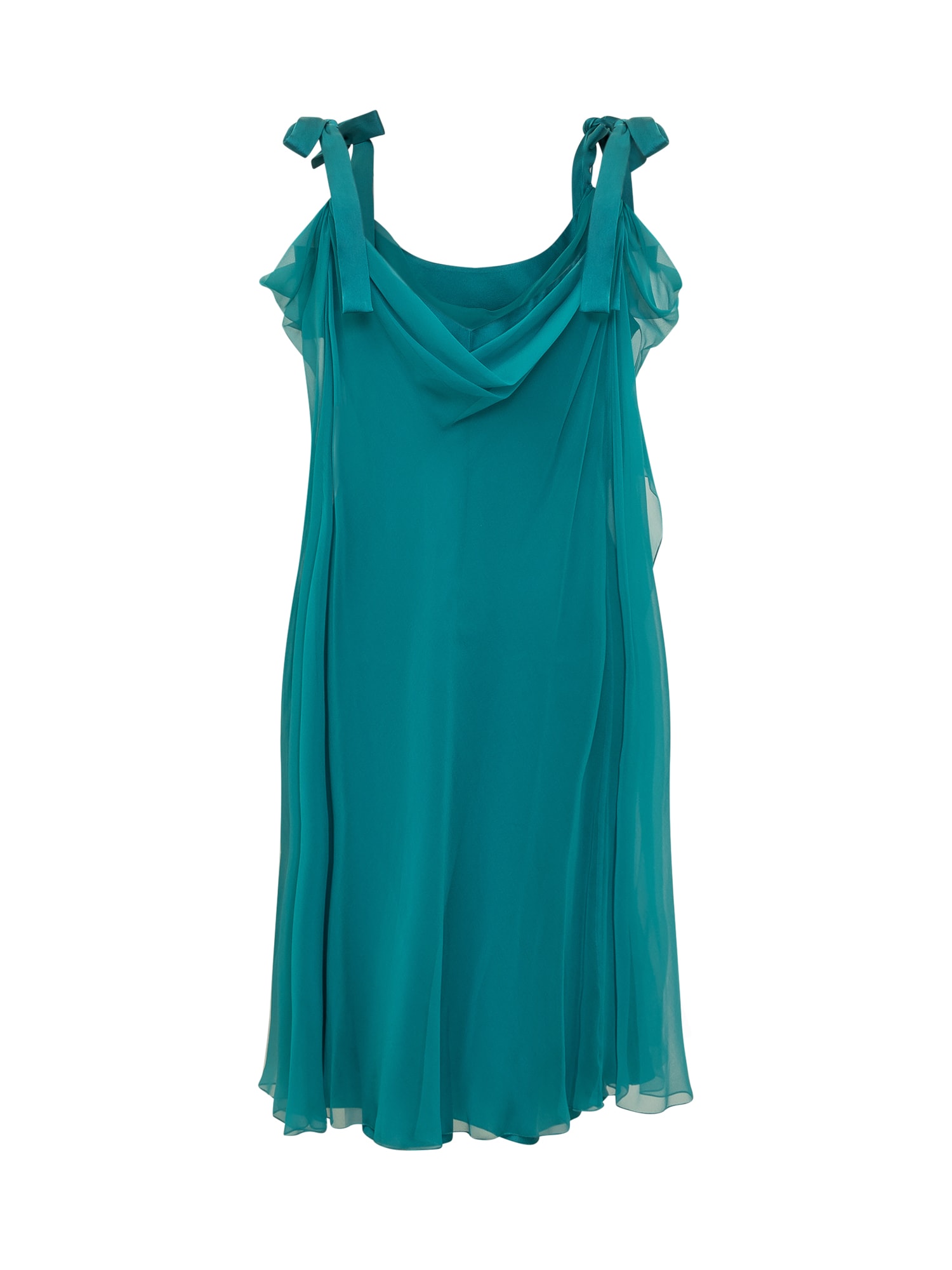 Shop Alberta Ferretti Silk Chiffon Dress In Green
