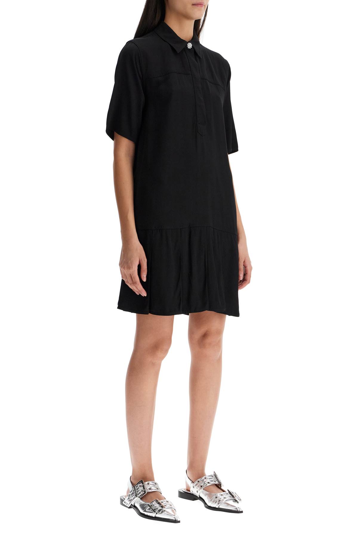 GANNI VISCOSE MINI DRESS WITH 