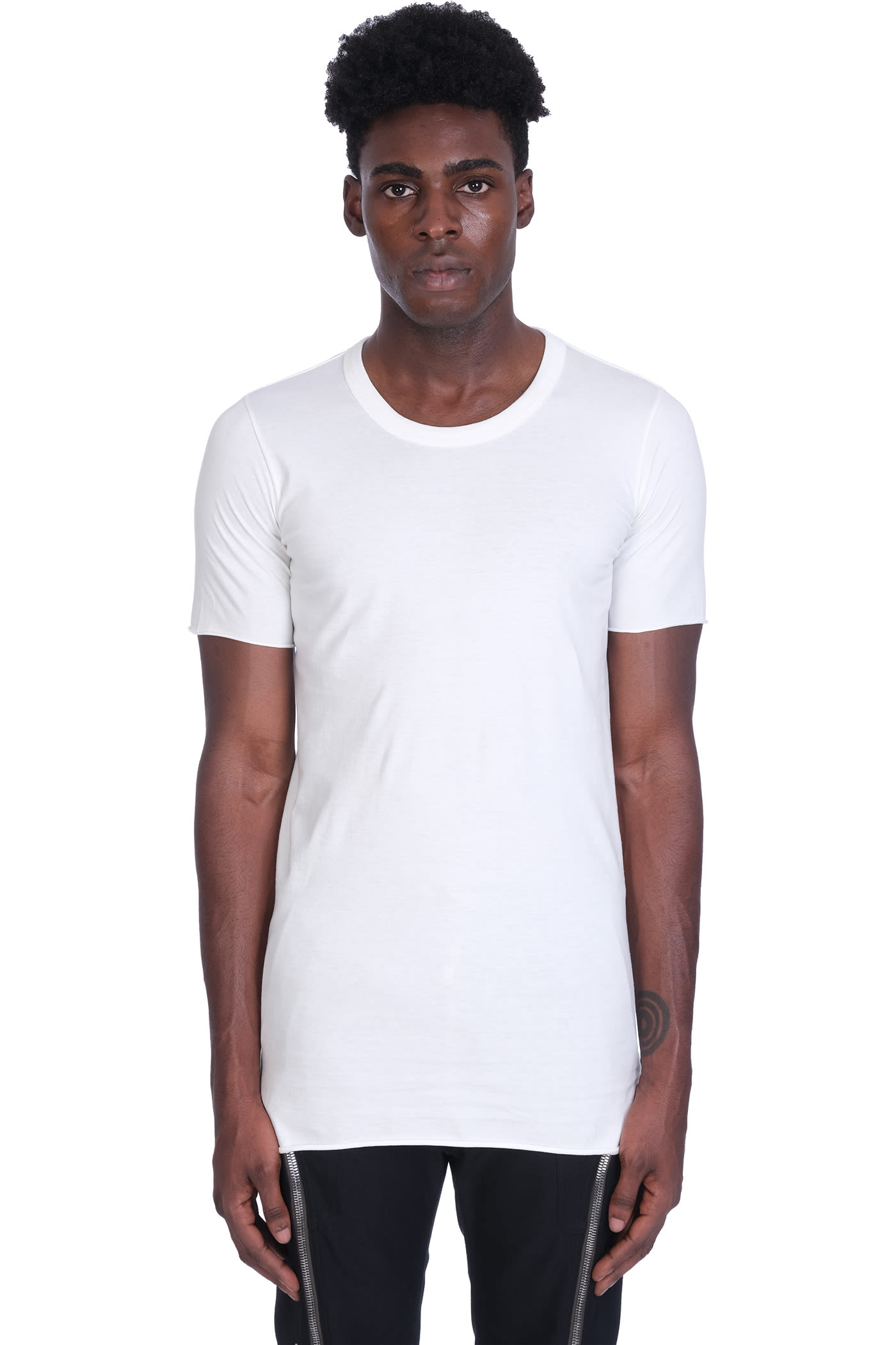 Rick Owens Basic Ss T-shirt In White Cotton