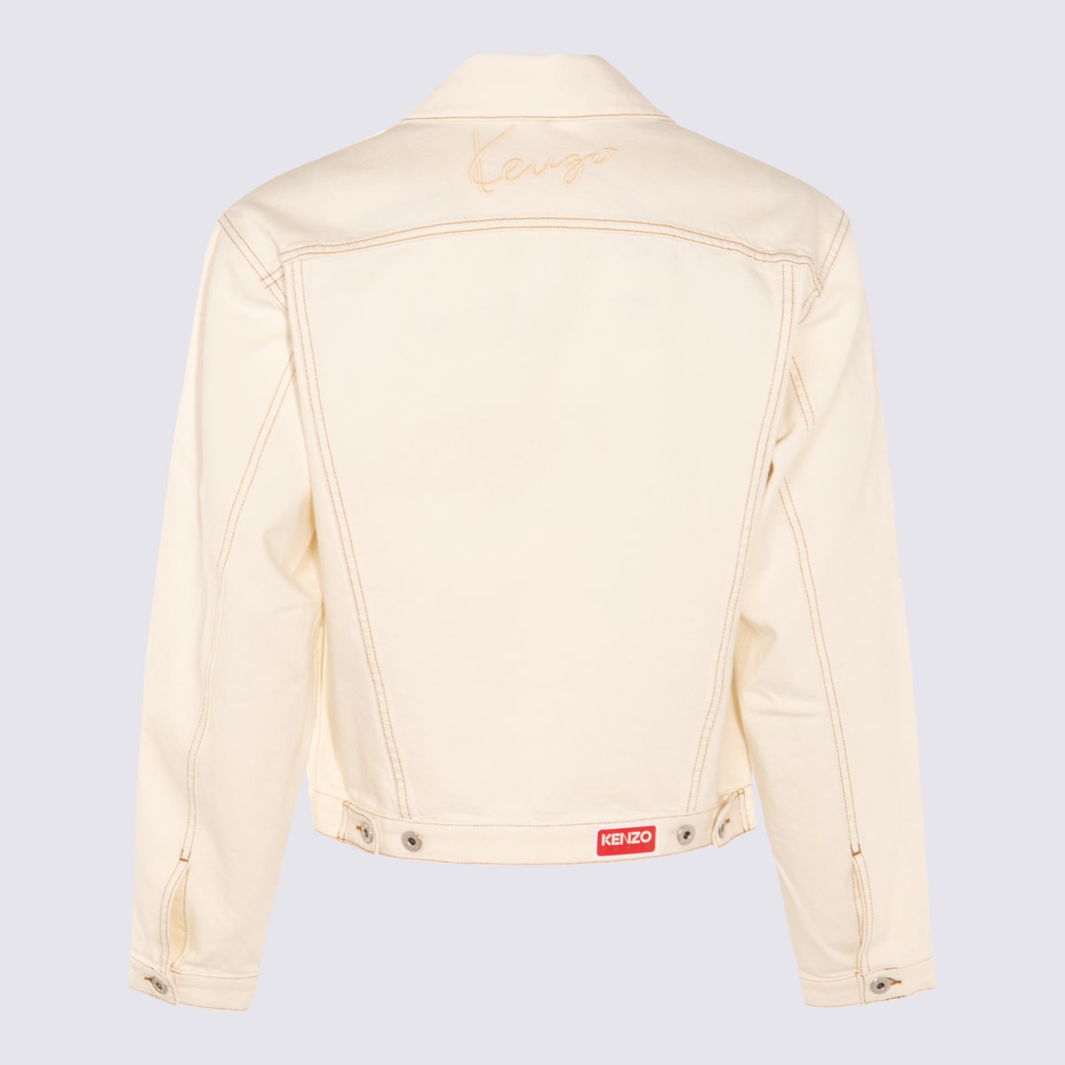 Shop Kenzo White Cotton Denim Jacket In Stone Bleached White Denim