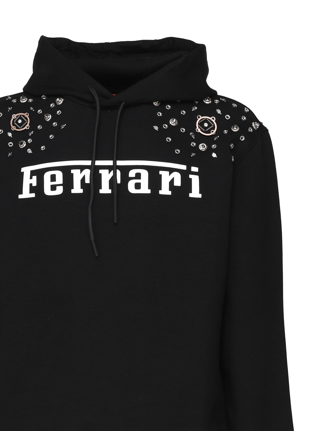 Shop Ferrari Logo Sweatshirt With Hood In Black