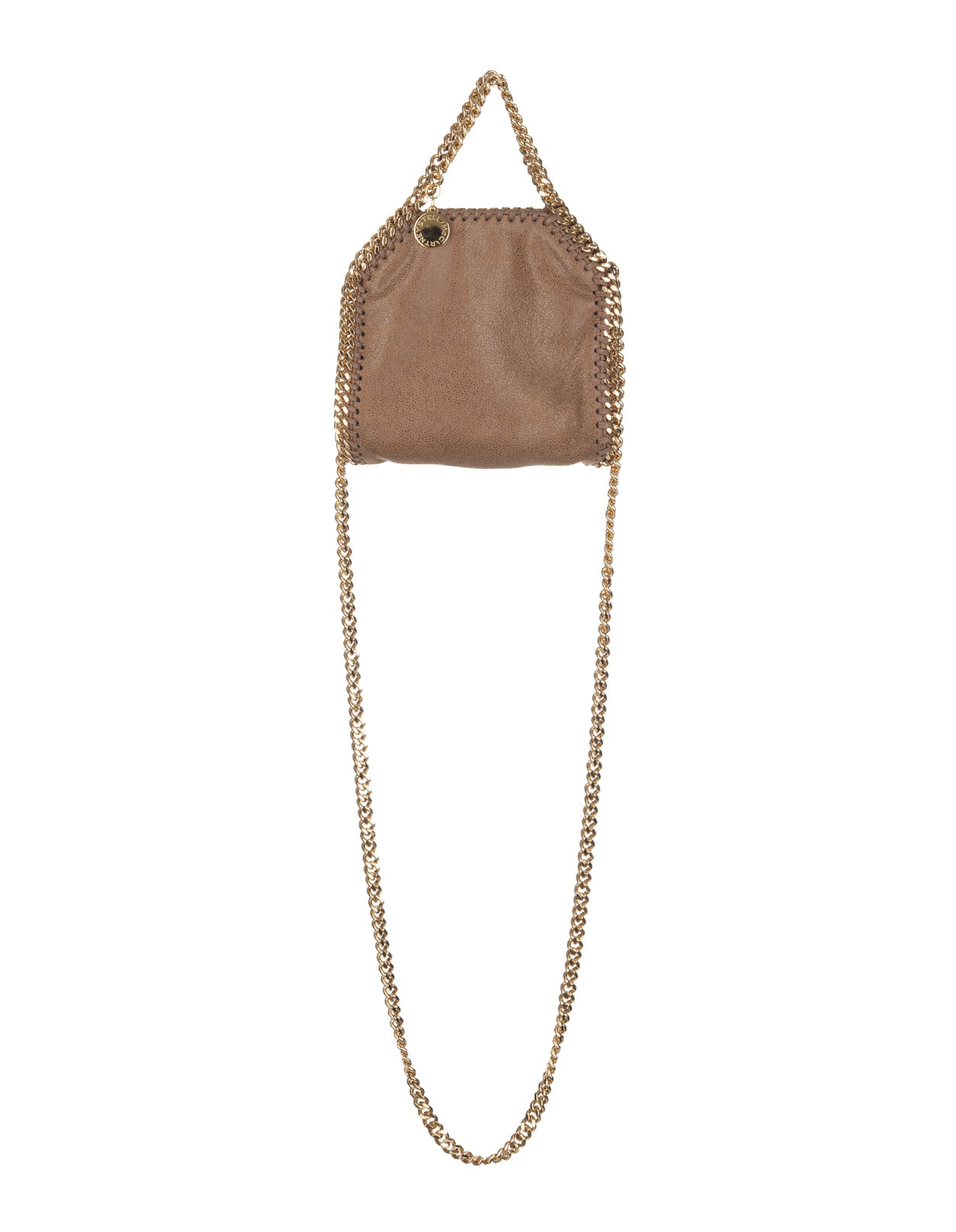 Stella McCartney Brown And Golden Tiny Falabella Fold Over Bag
