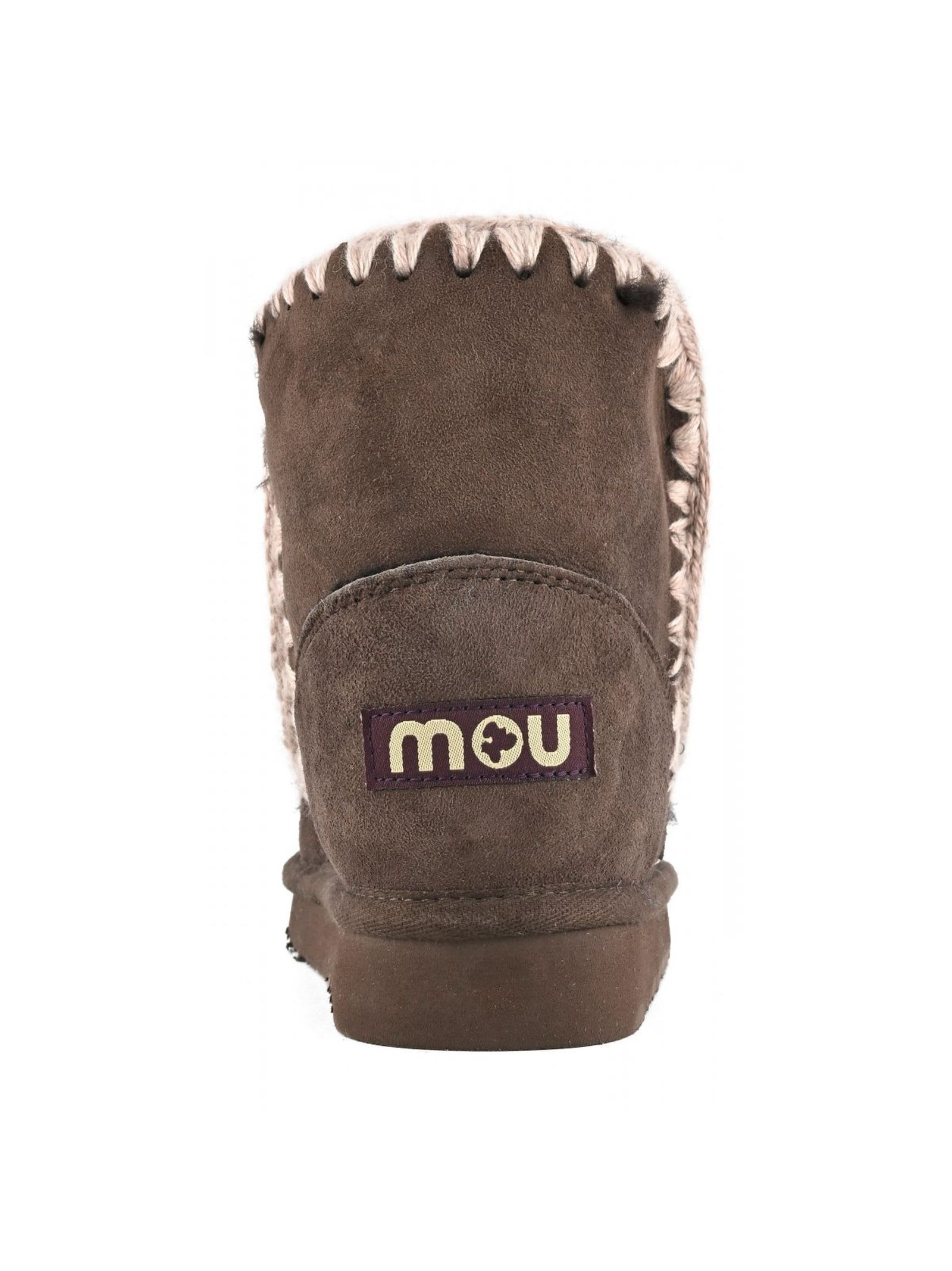 Mou Eskimo 18 Sheepskin Boots With Crochet Stitching In Brown
