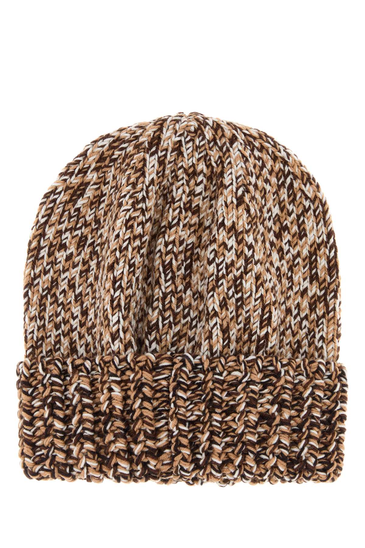 Moncler Multicolor Wool Beanie Hat In Brown