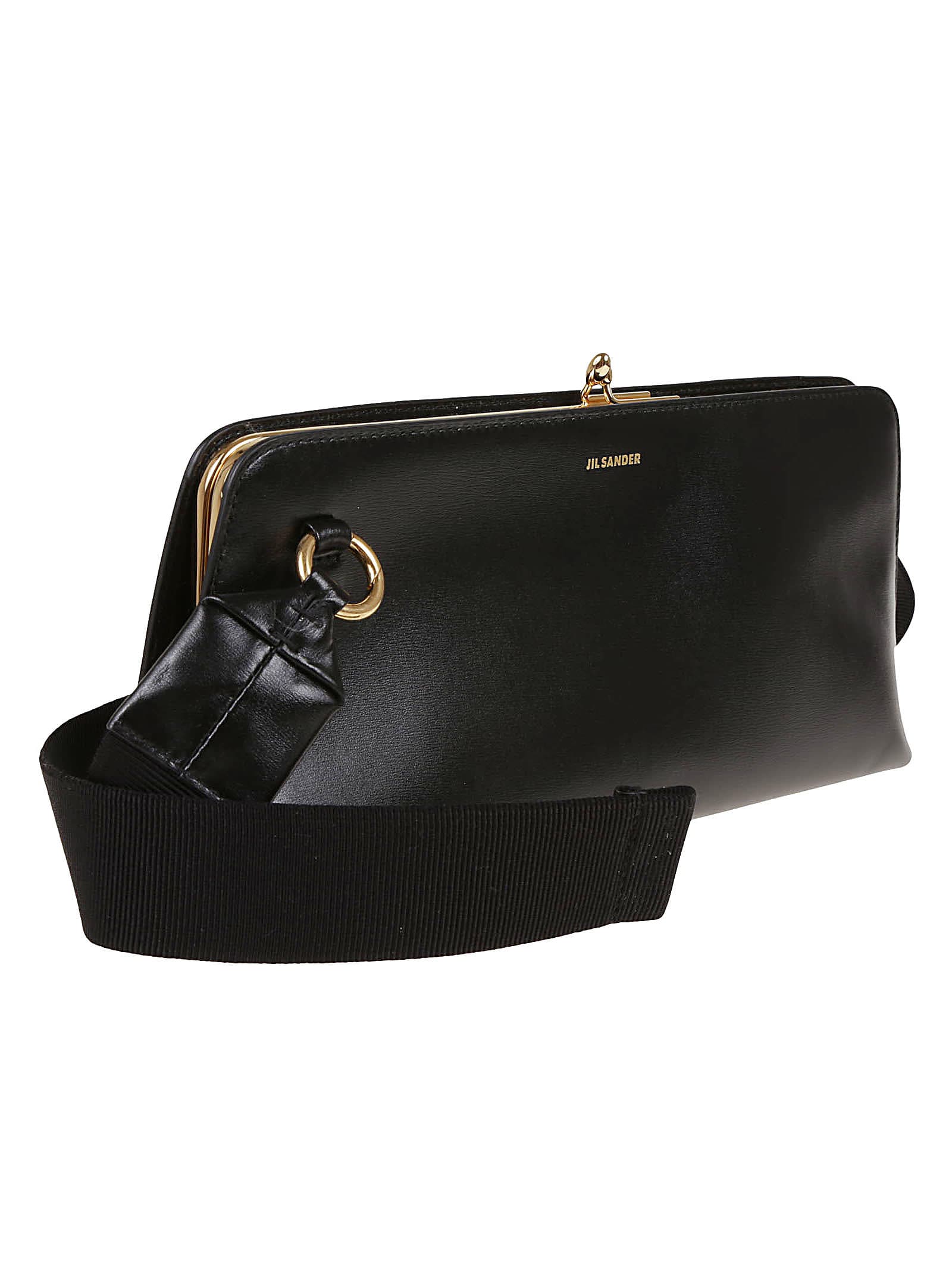 Jil Sander Small Goji Leather Shoulder Bag In Black