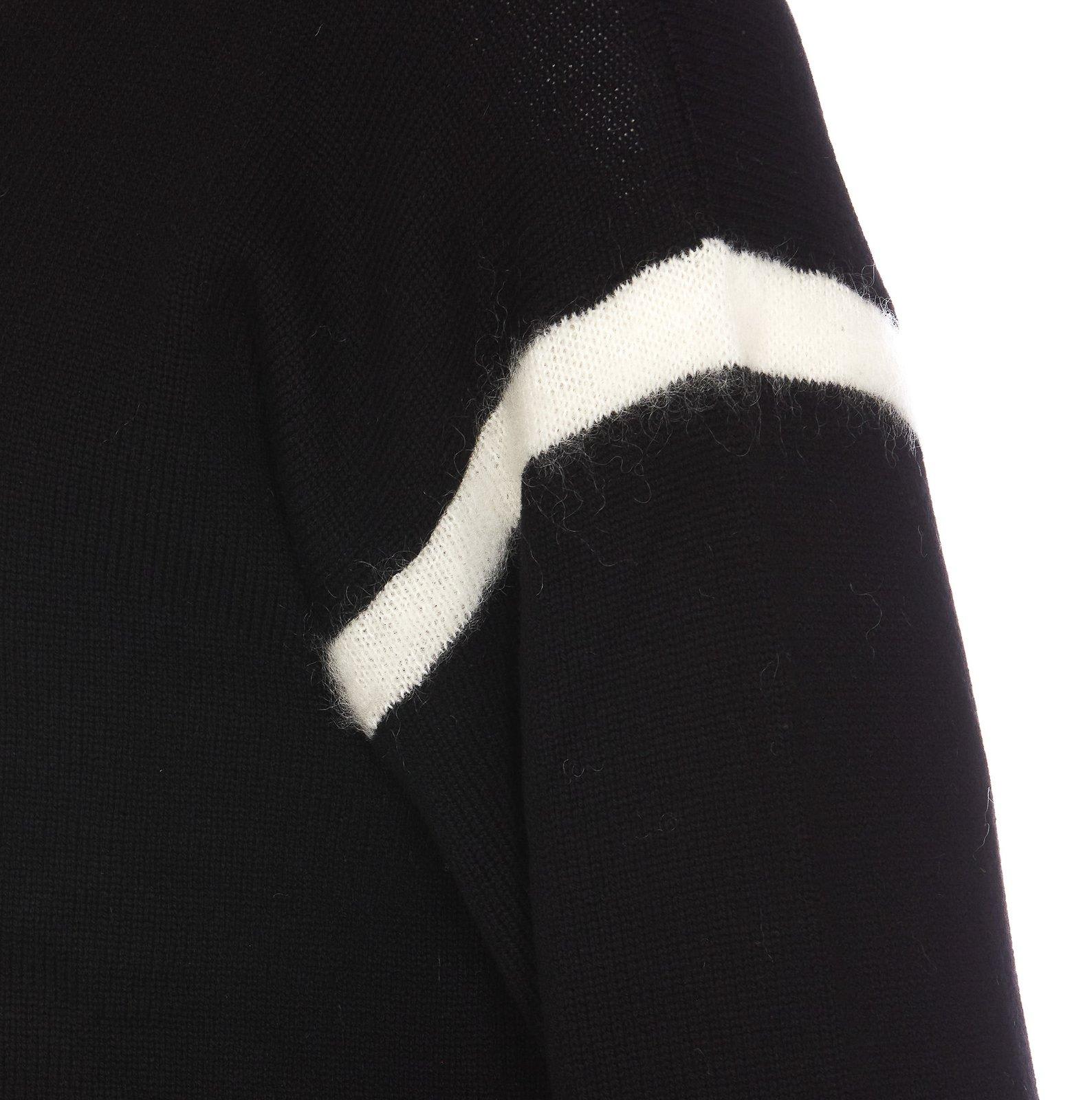 Shop Saint Laurent Crewneck Long-sleeved Knitted Jumper In Black