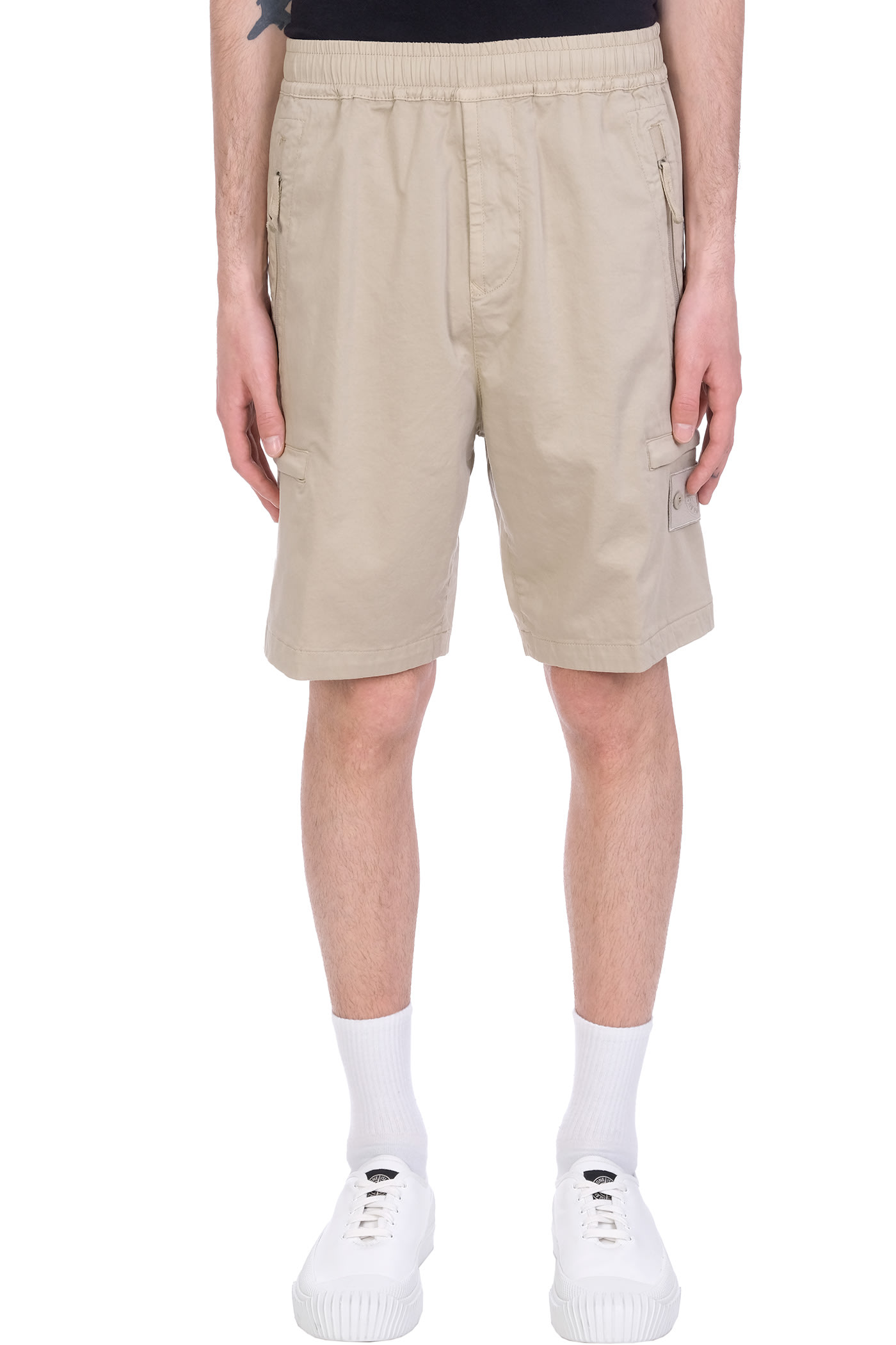Stone Island Shorts In Beige Cotton And Nylon