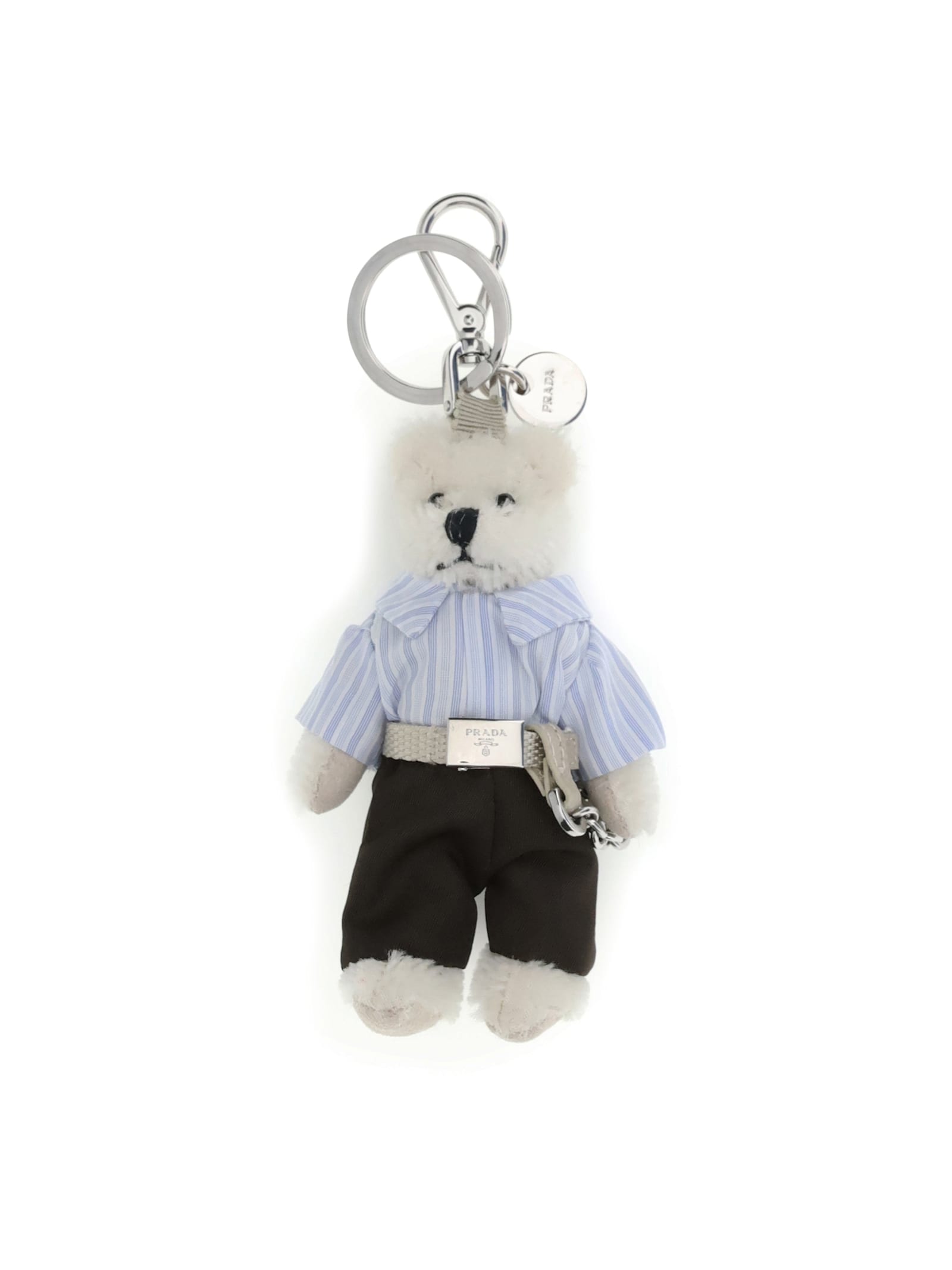 Prada Trick Orsetto Key Ring In White