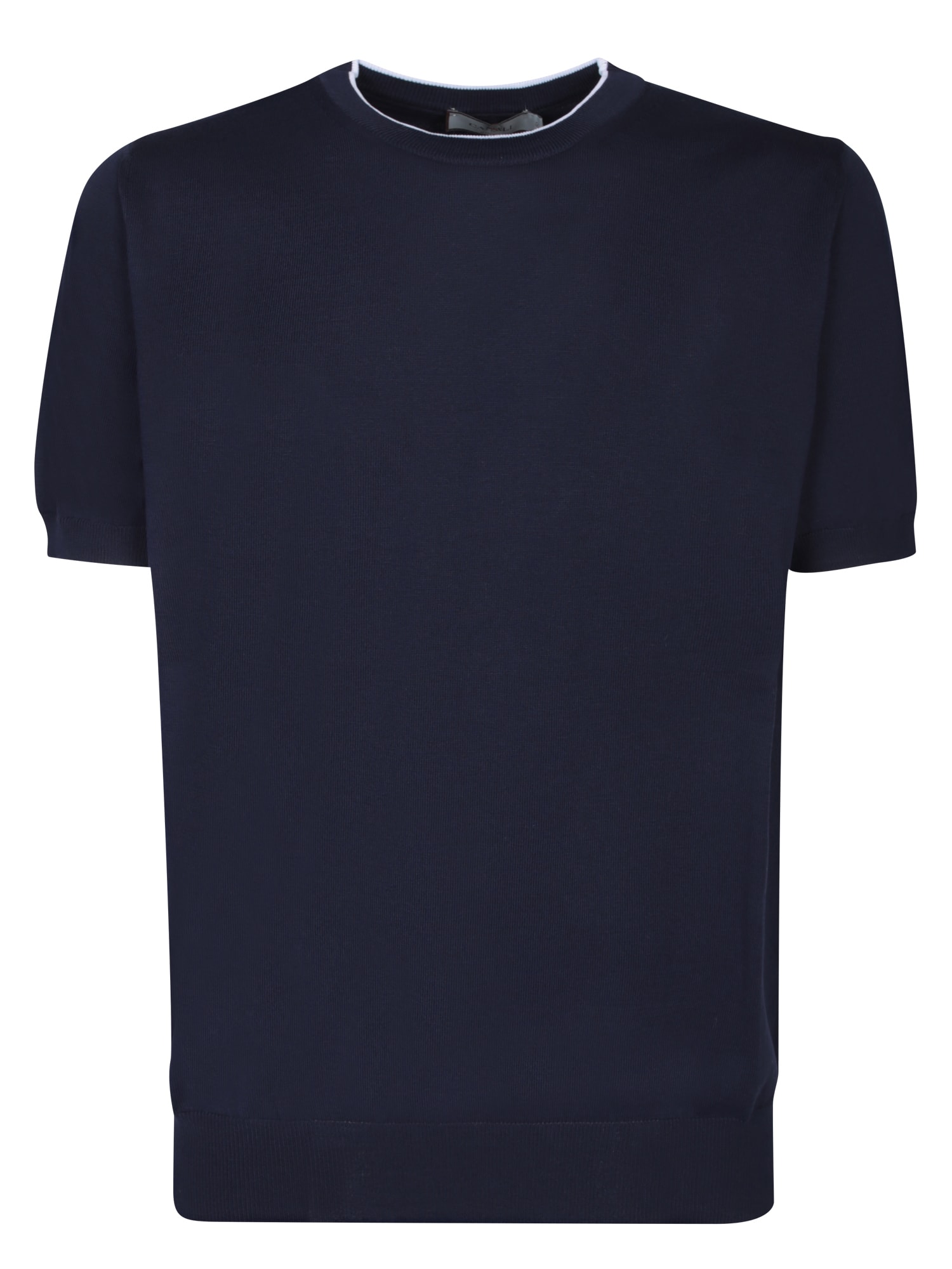 Shop Canali Edges White/blue T-shirt