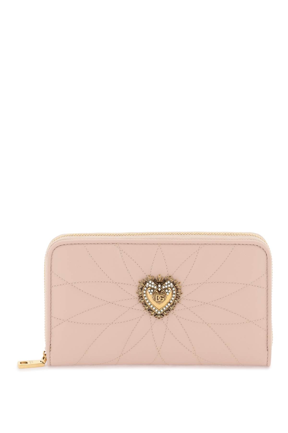 Dolce & Gabbana Zip-around Devotion Wallet In Nappa Leather In Cipria 1 (pink)