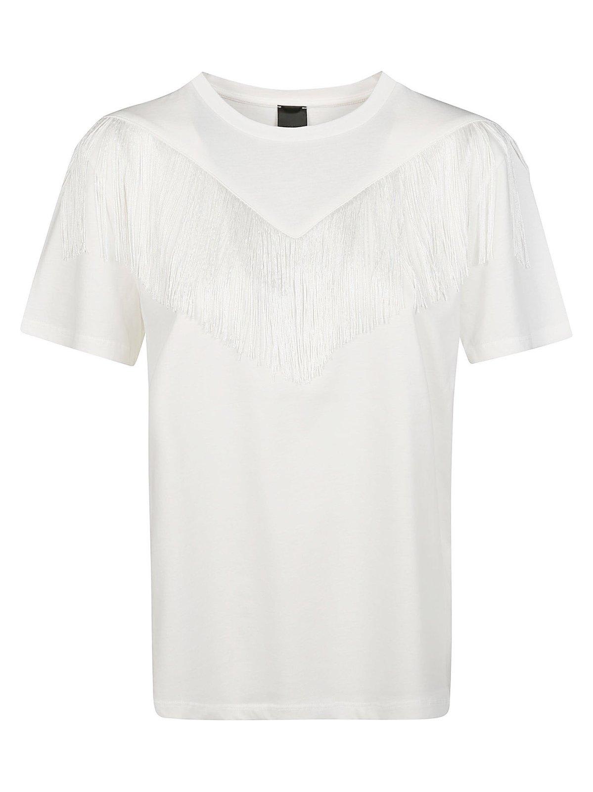 Shop Pinko Crewneck T-shirt In Bianco